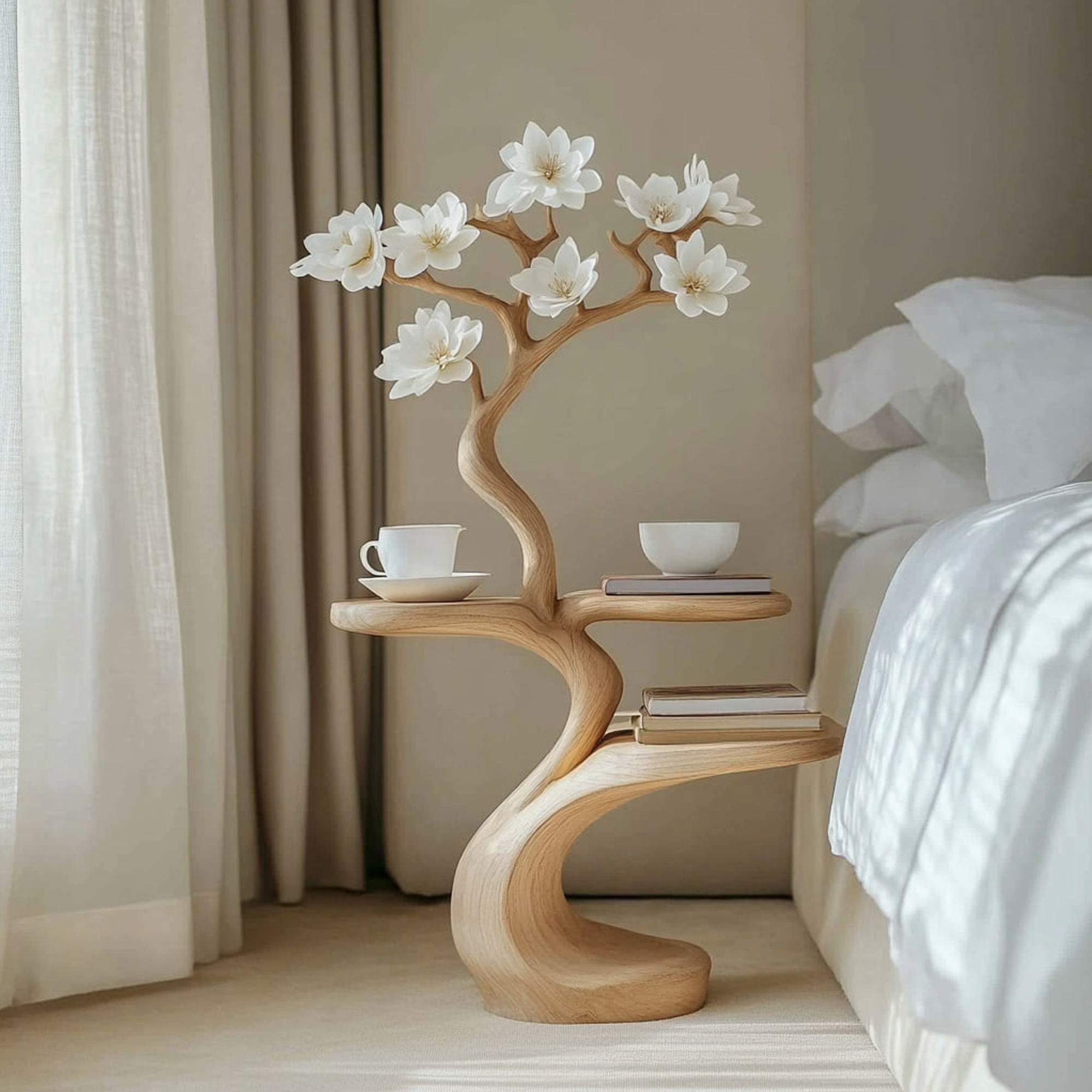Rustic Tree Shape Bedside Table Modern Bedroom SINLKIBT152