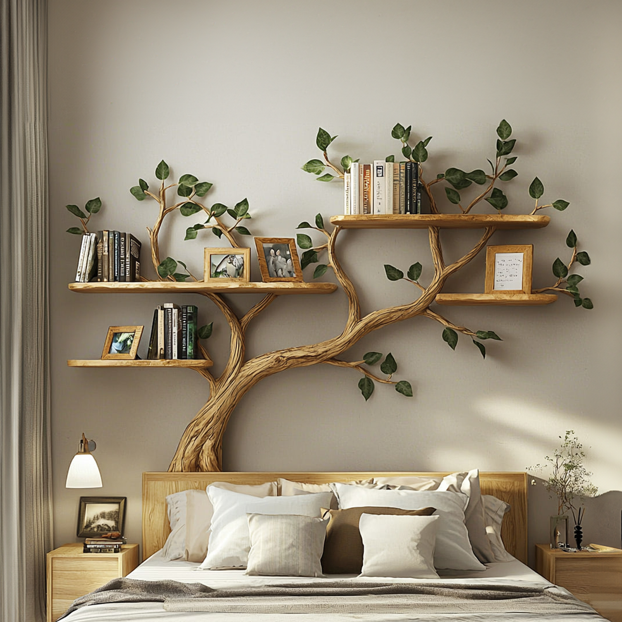 Rustic Tree Branch Wall Art Shelf Contemporary Bedroom SINLKITBS066