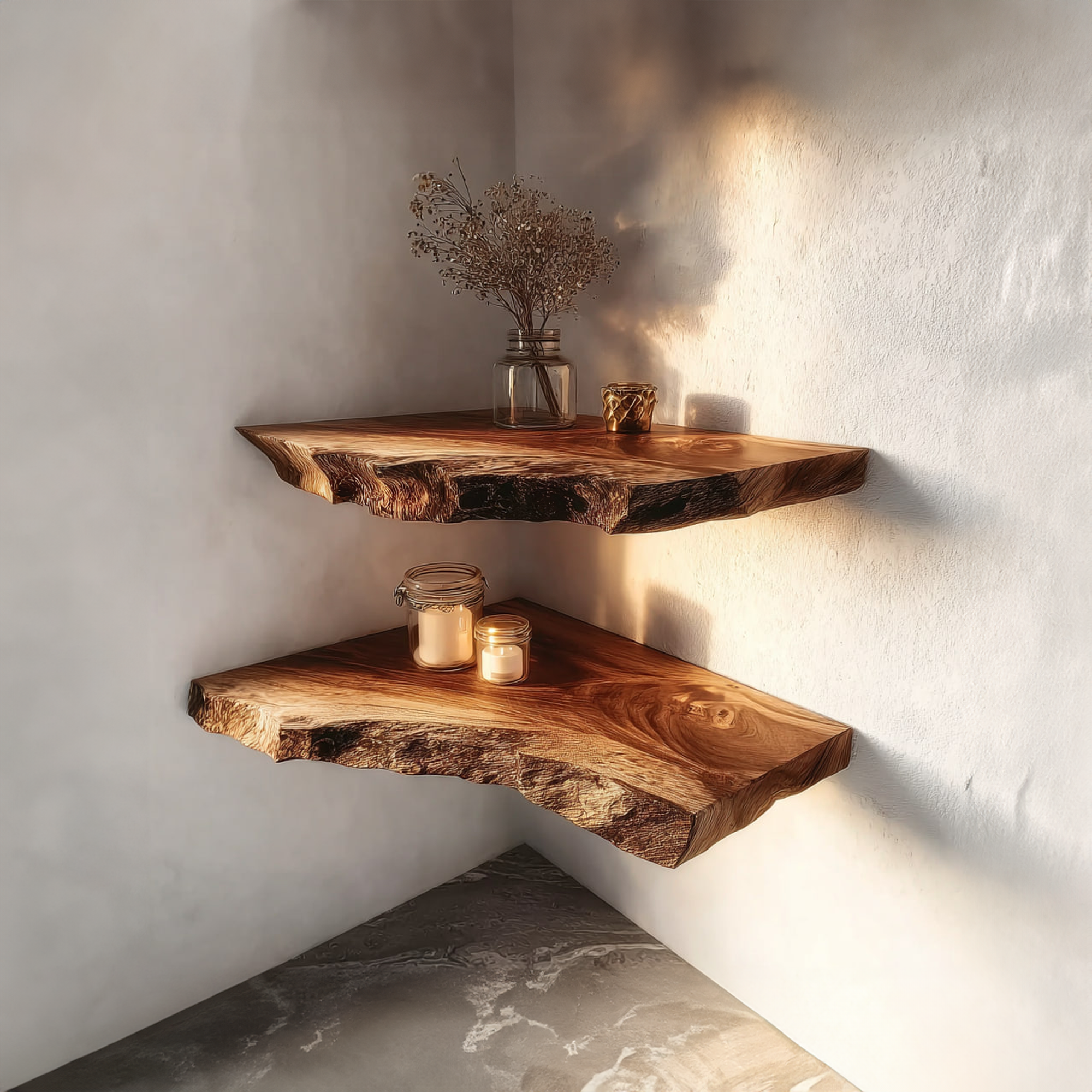 Rustic Floating Corner Shelf Living Room Decor SINLKIFL198