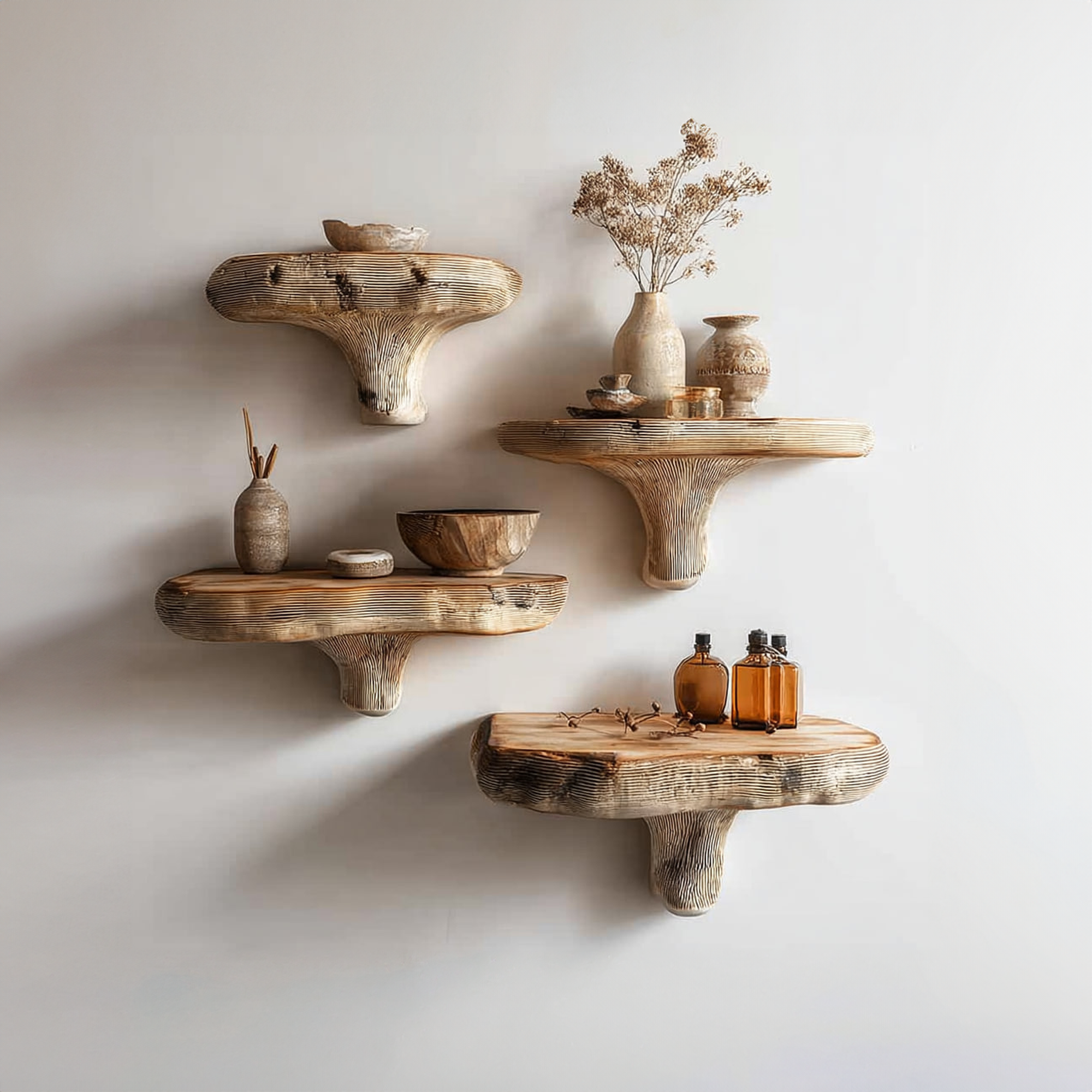 Rustic Mushroom Floating Shelf Living Room SINLKIFL137