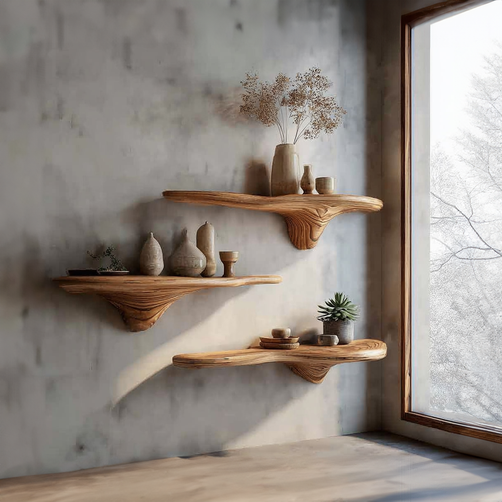 Rustic Mushroom Wall Shelf Entryway SINLKIFL141