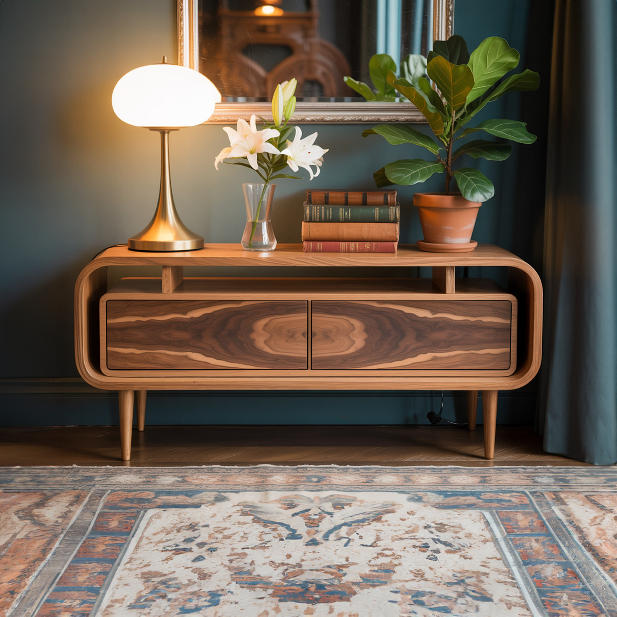 Mid Century Wooden Storage Console Living Room Or Entryway SINLKISC277