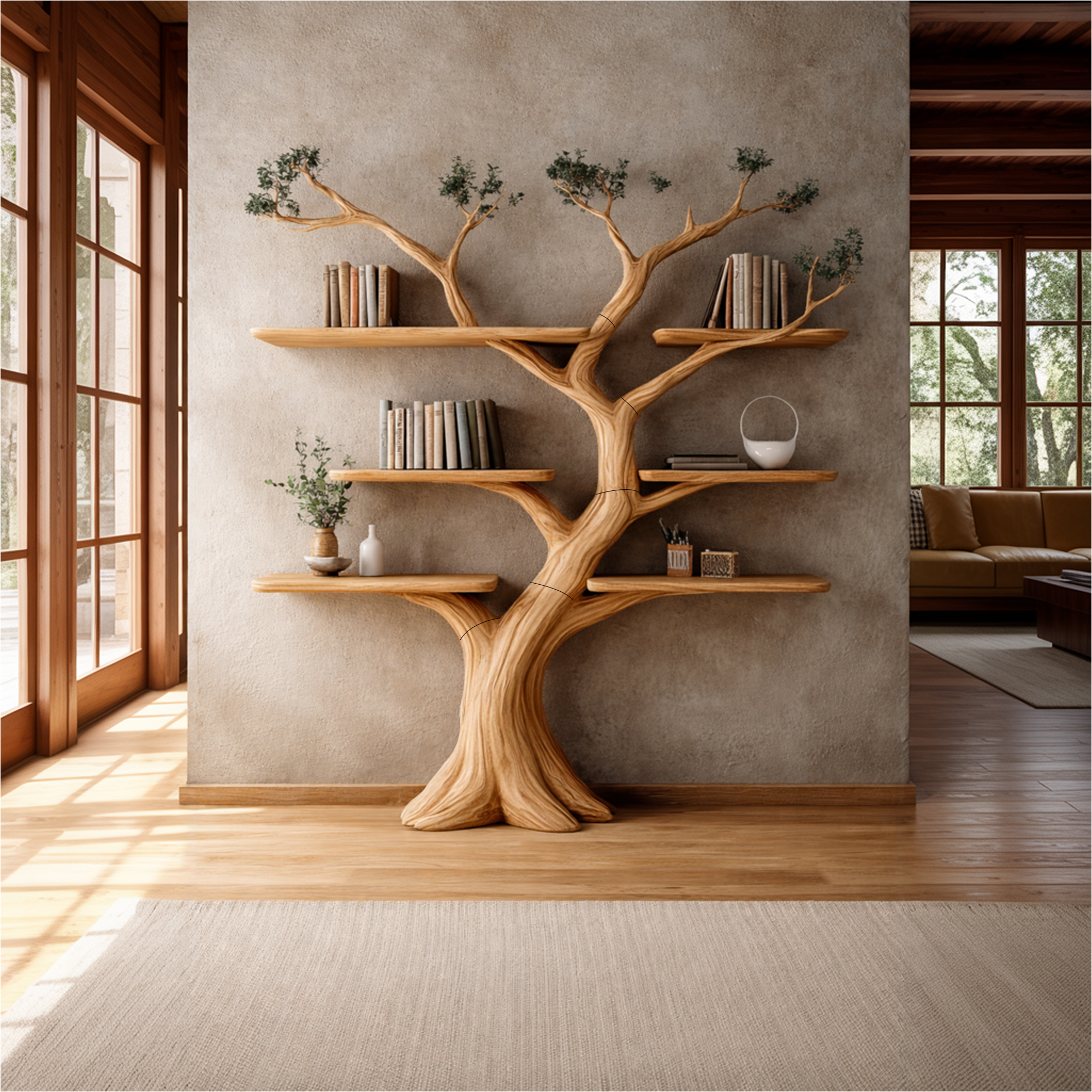 Organic Wooden Tree Bookcase Home Interior SINLKITB637