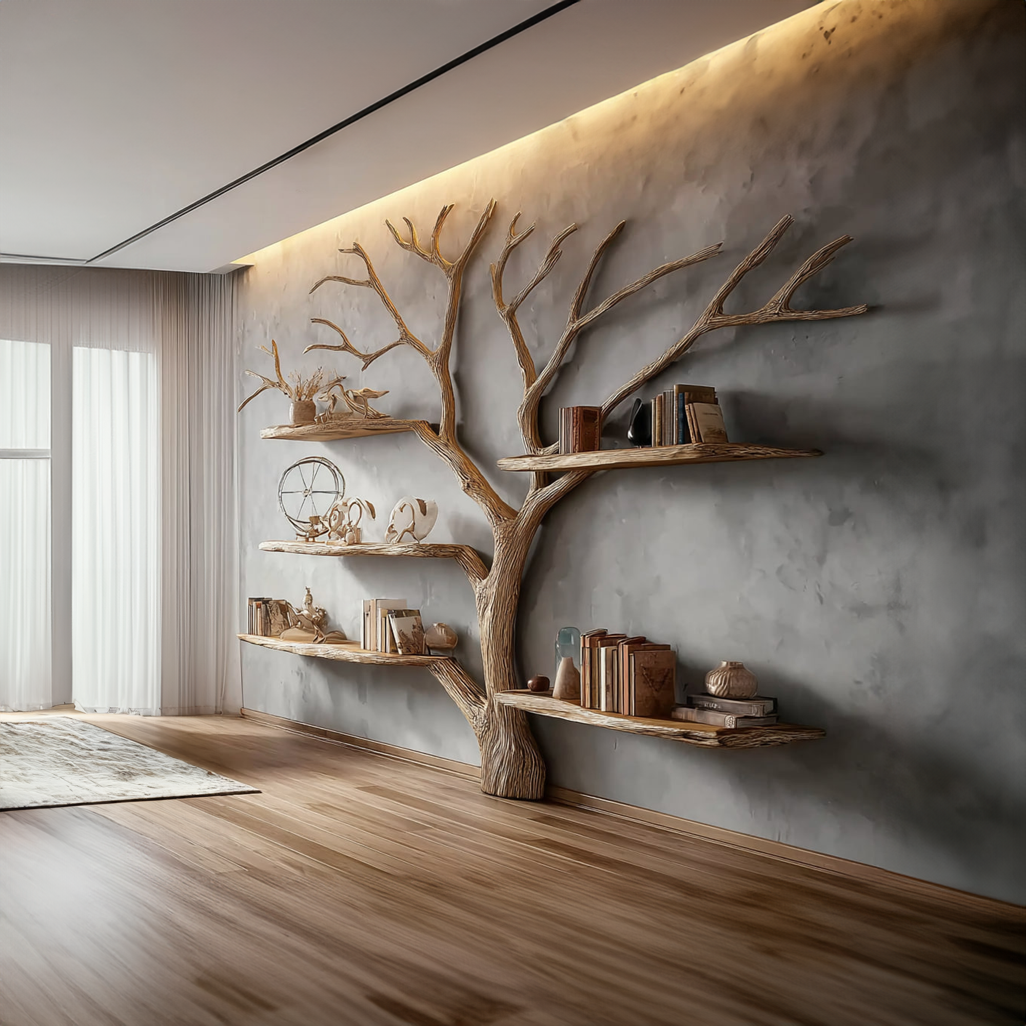 Rustic Tree Shaped Bookshelf Home Office Artistic Display SINLKITB323