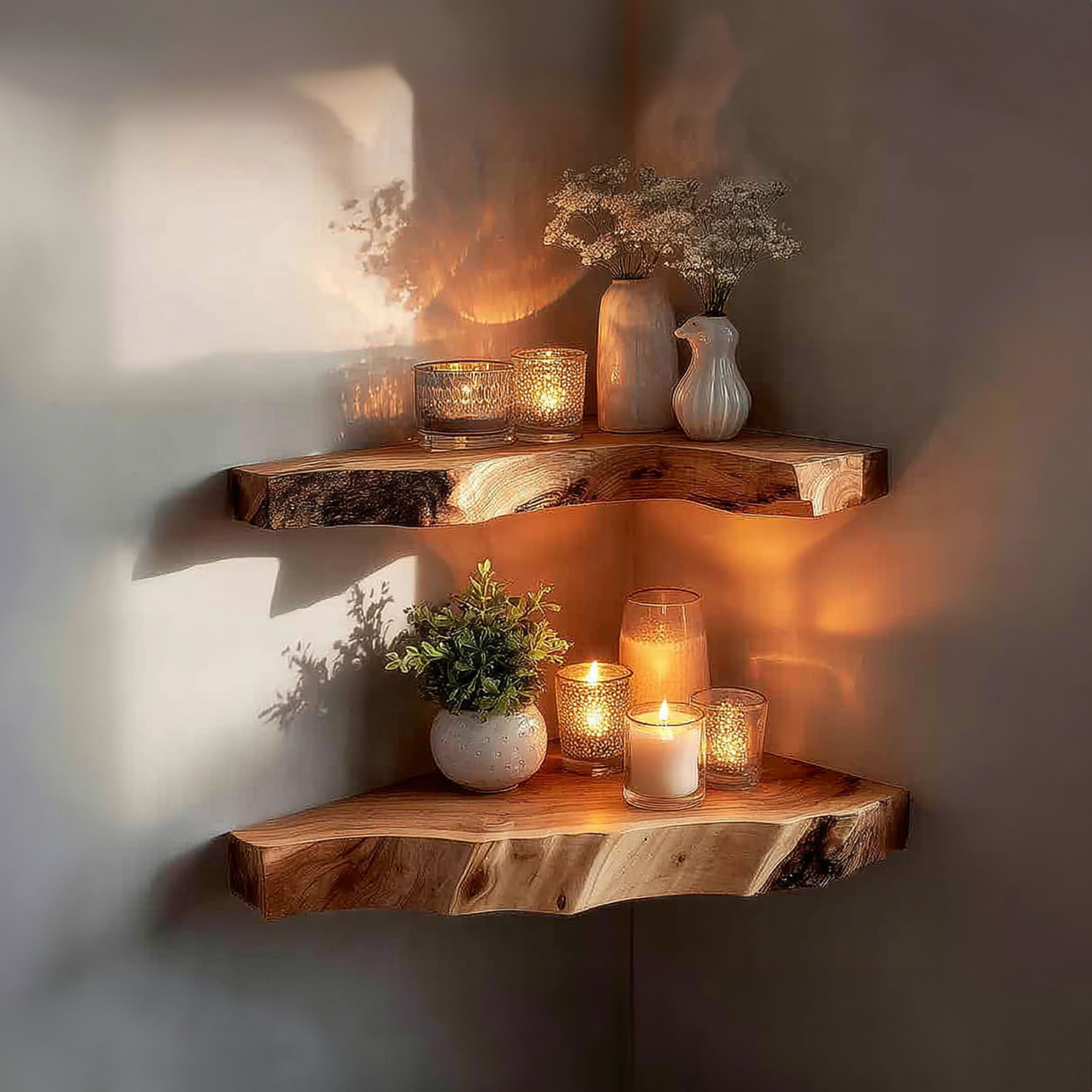 Rustic Corner Floating Shelf Reading Nook SINLKIFL158