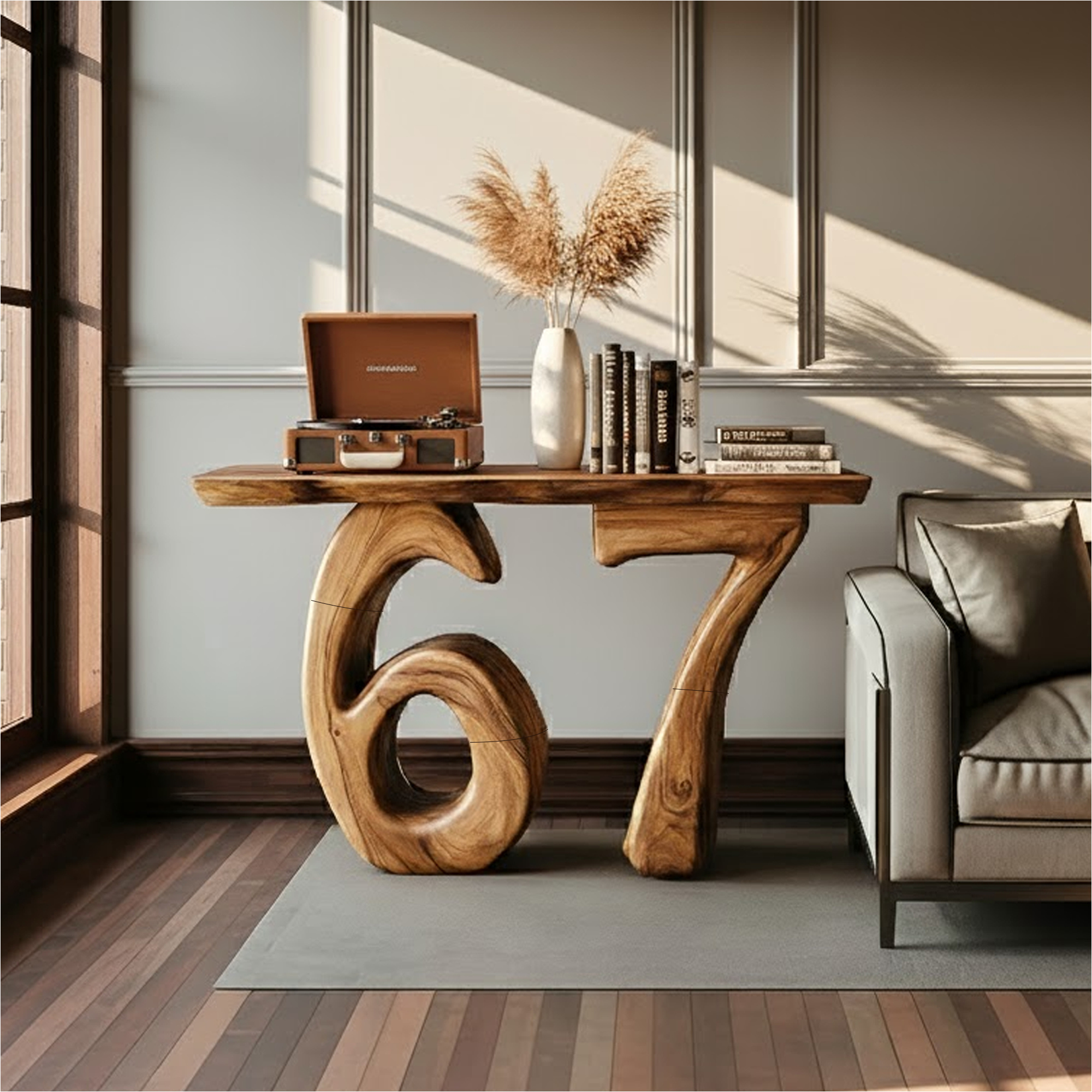 Sculptural Number 67 Console Table Entryway Or Living Room Decor SINLKICS416