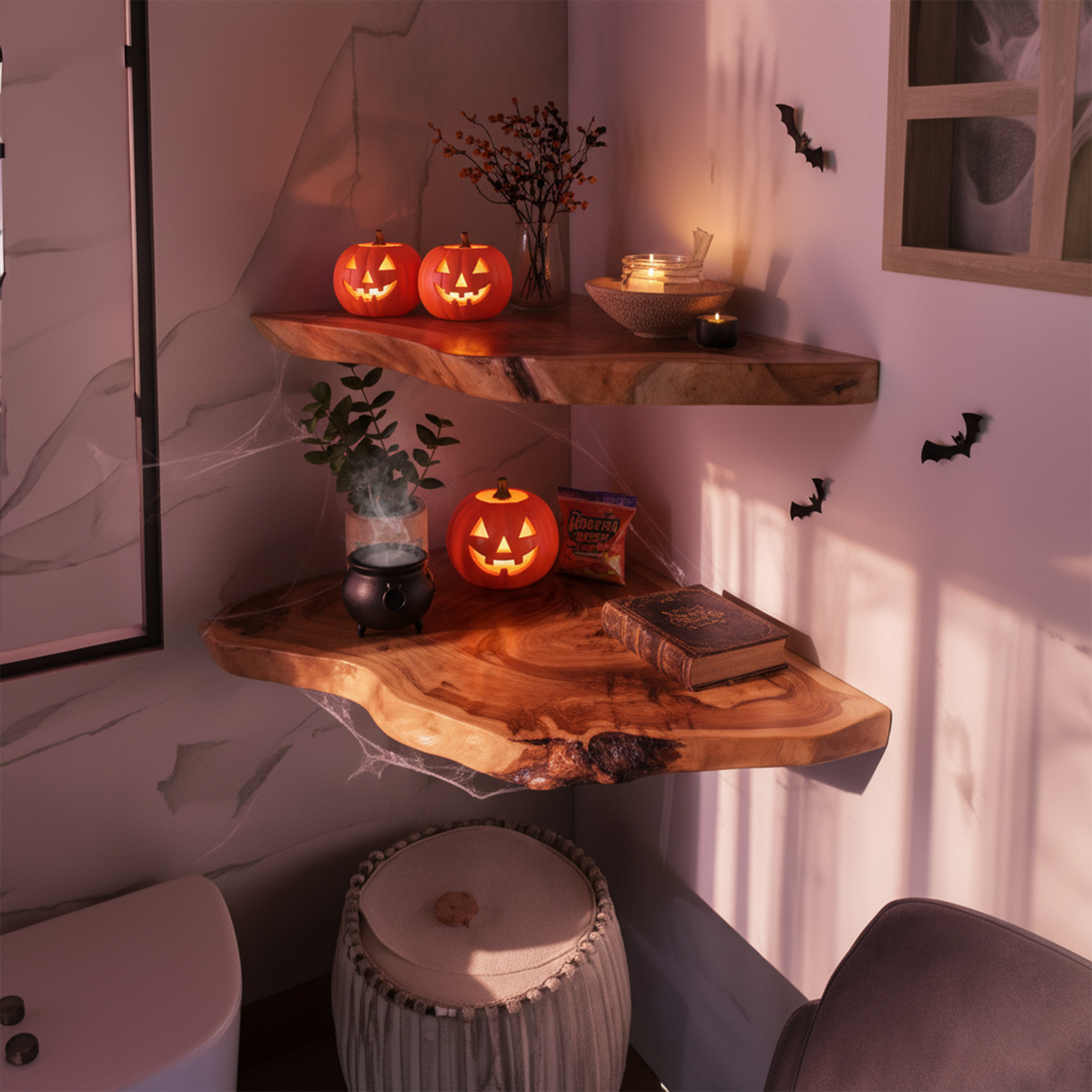 Mid Century Halloween Floating Shelf Wall Accent Living Room SINLKIHW054