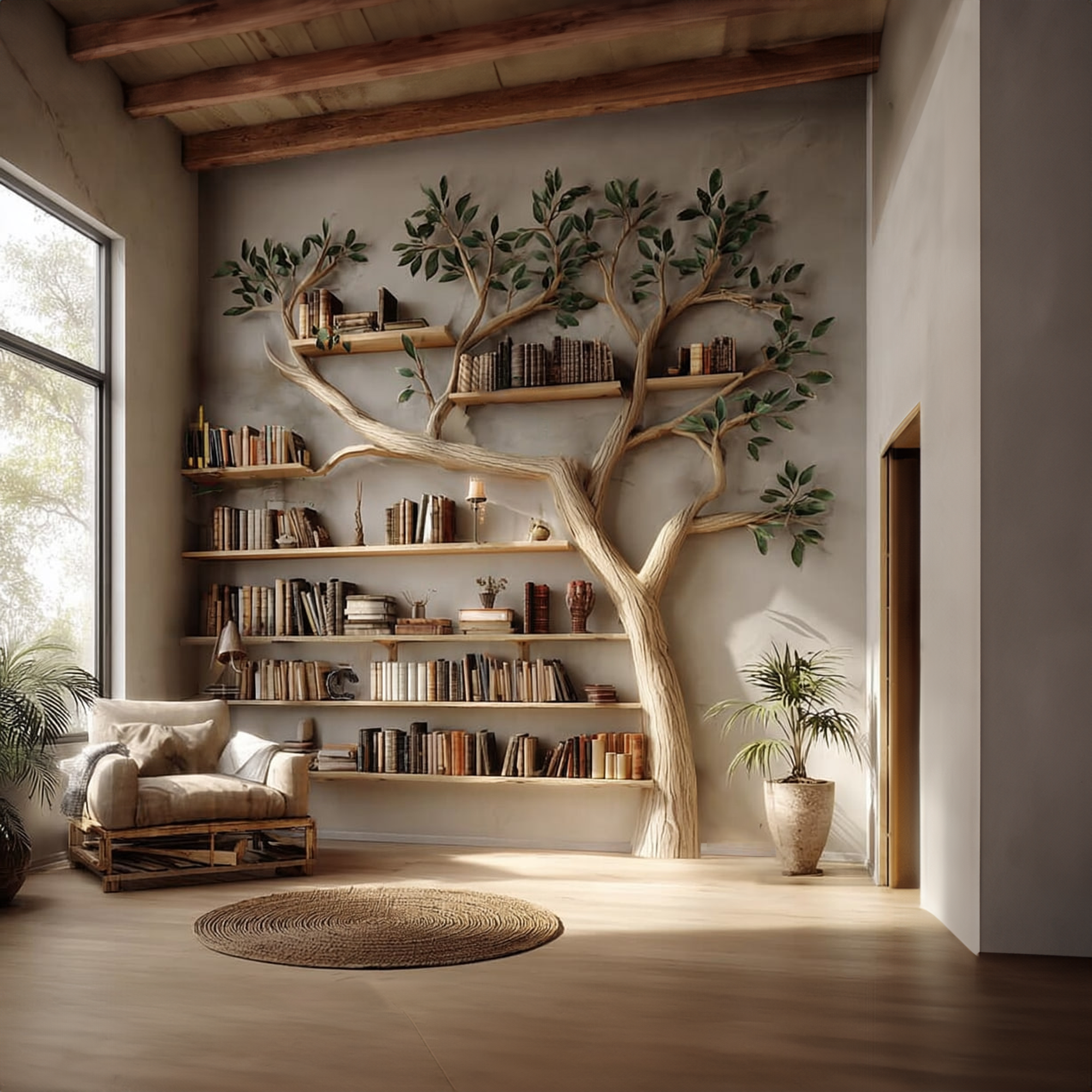 Rustic Tree Bookshelf Study Room Or Living Room Modern Decor SINLKITB334