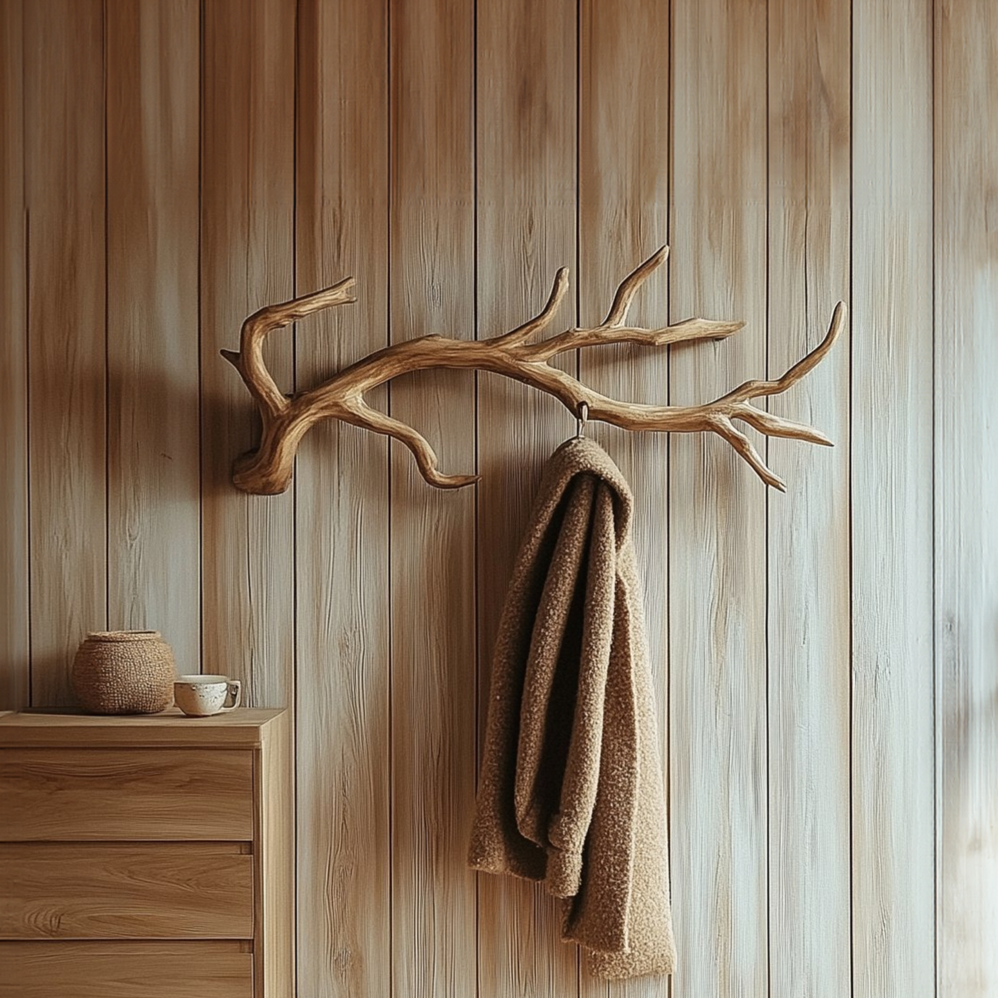 Rustic Branch Wall Hook Solid Wood Entryway Decor SINLKITCR067