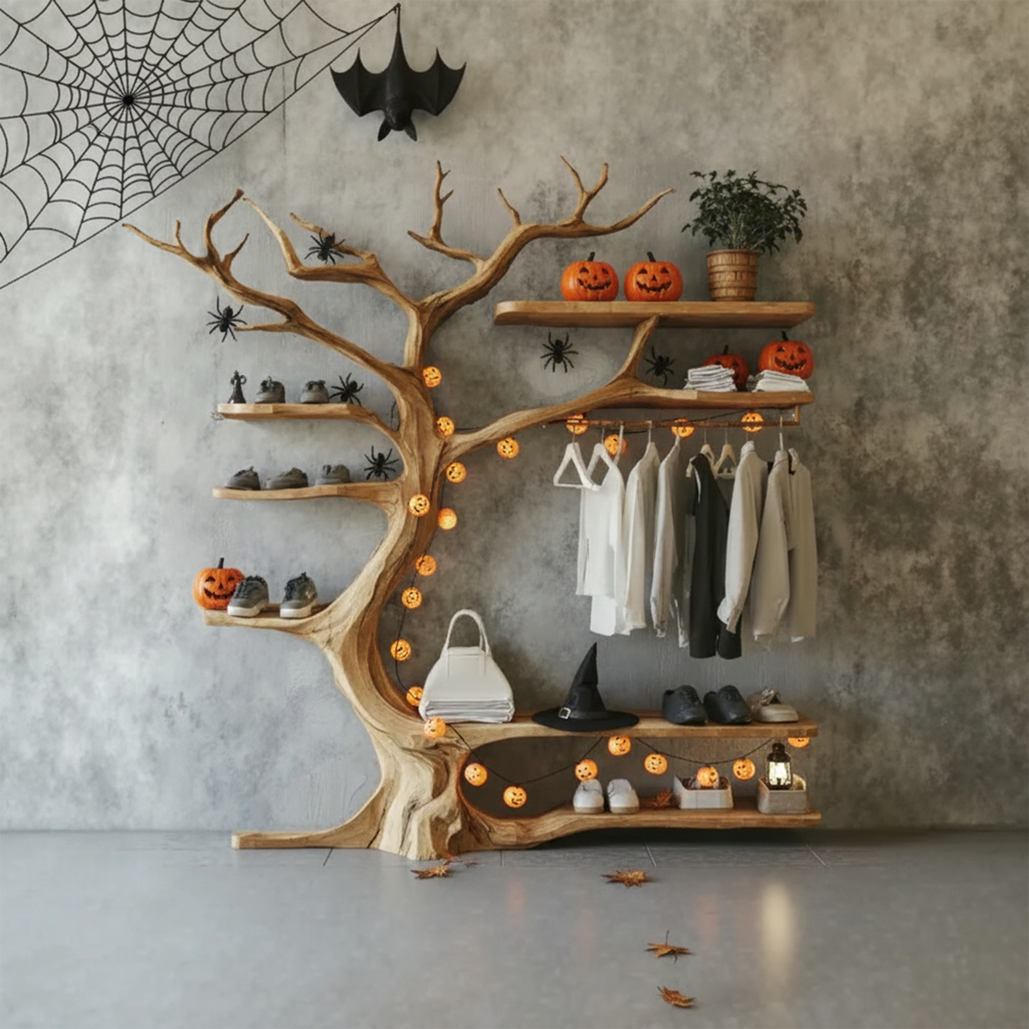 Mid Century Modern Halloween Tree Wardrobe Shelf Living Room Decoration SINLKIHW048