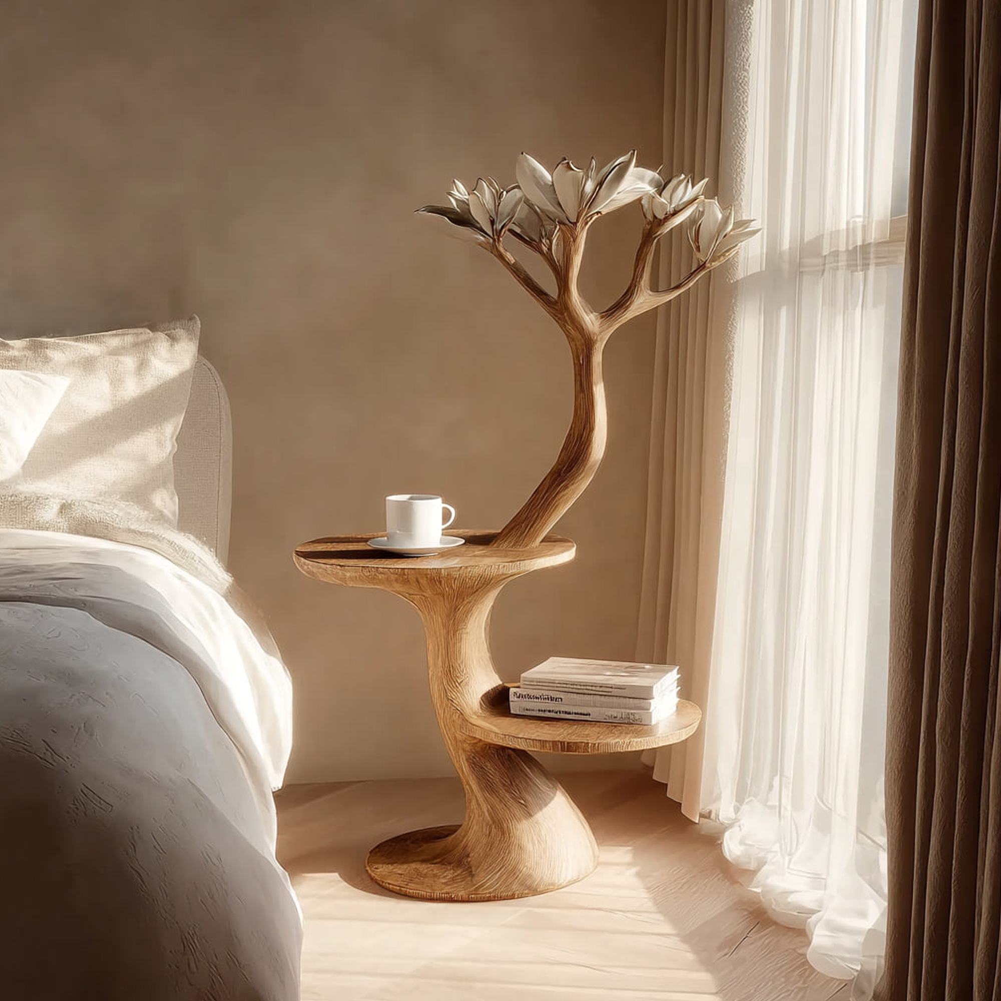 Rustic Tree Form Bedside Table Modern Bedroom SINLKIBT171