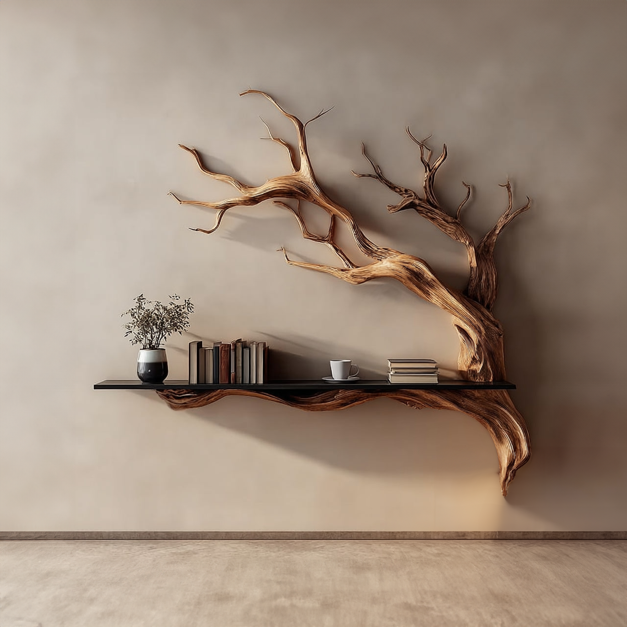 Rustic Tree Branch Wall Shelf Natural Artistic Home Decor SINLKIFL177