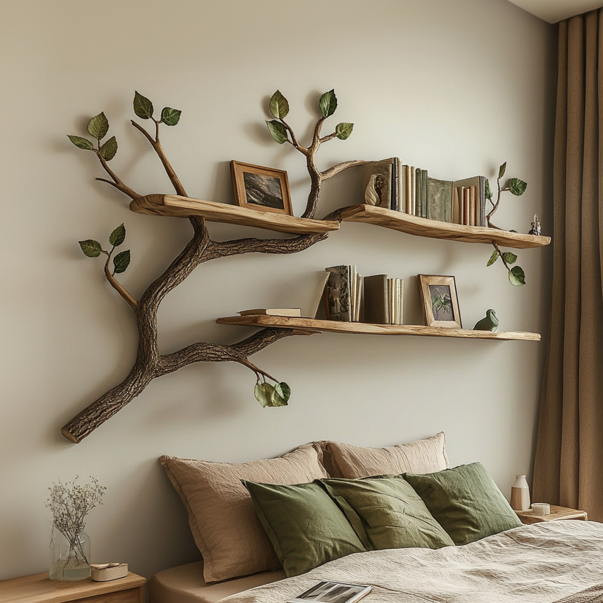 Rustic Tree Branch Bookshelf Natural Living Bedroom SINLKITBS069