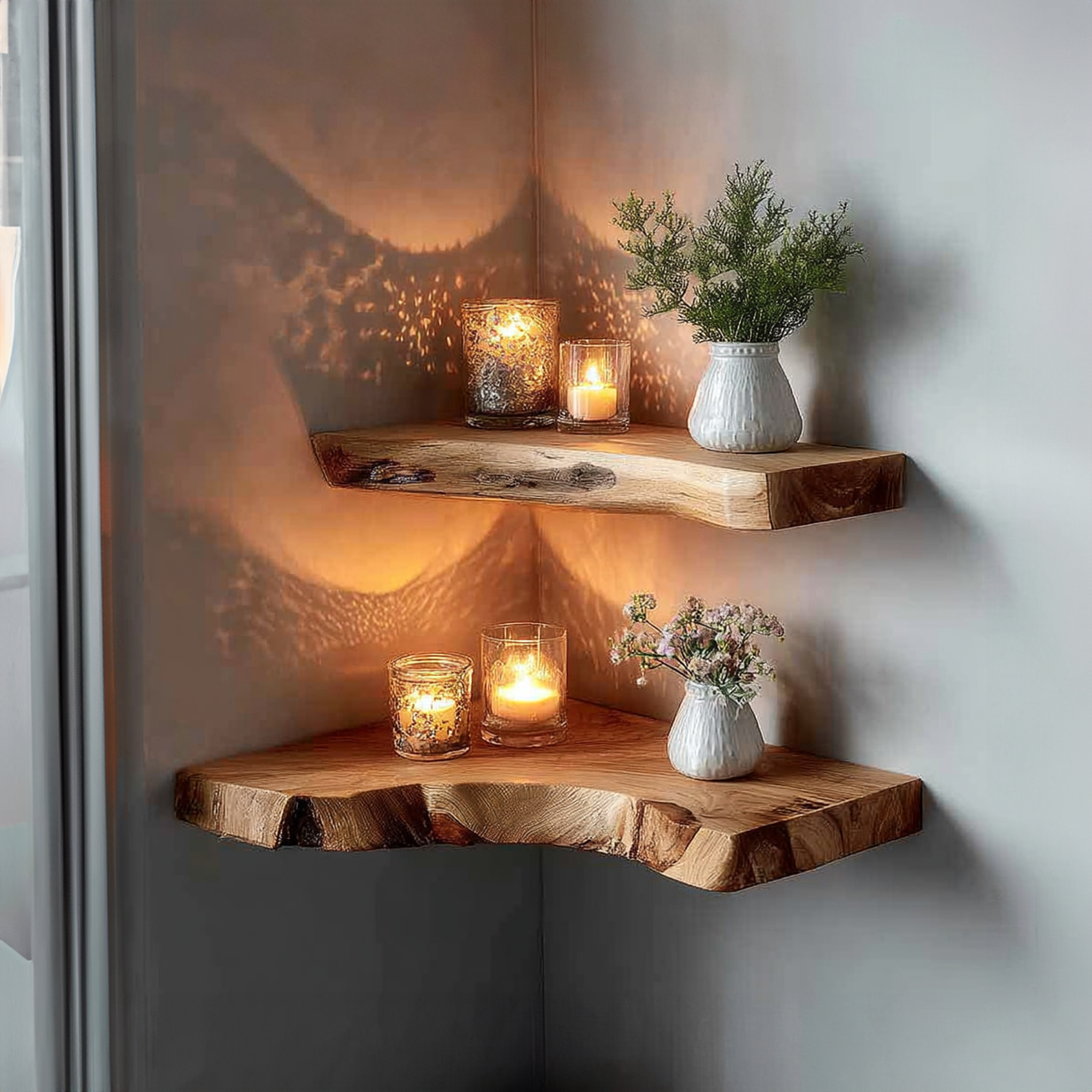 Rustic Corner Floating Shelf Home Office SINLKIFL156