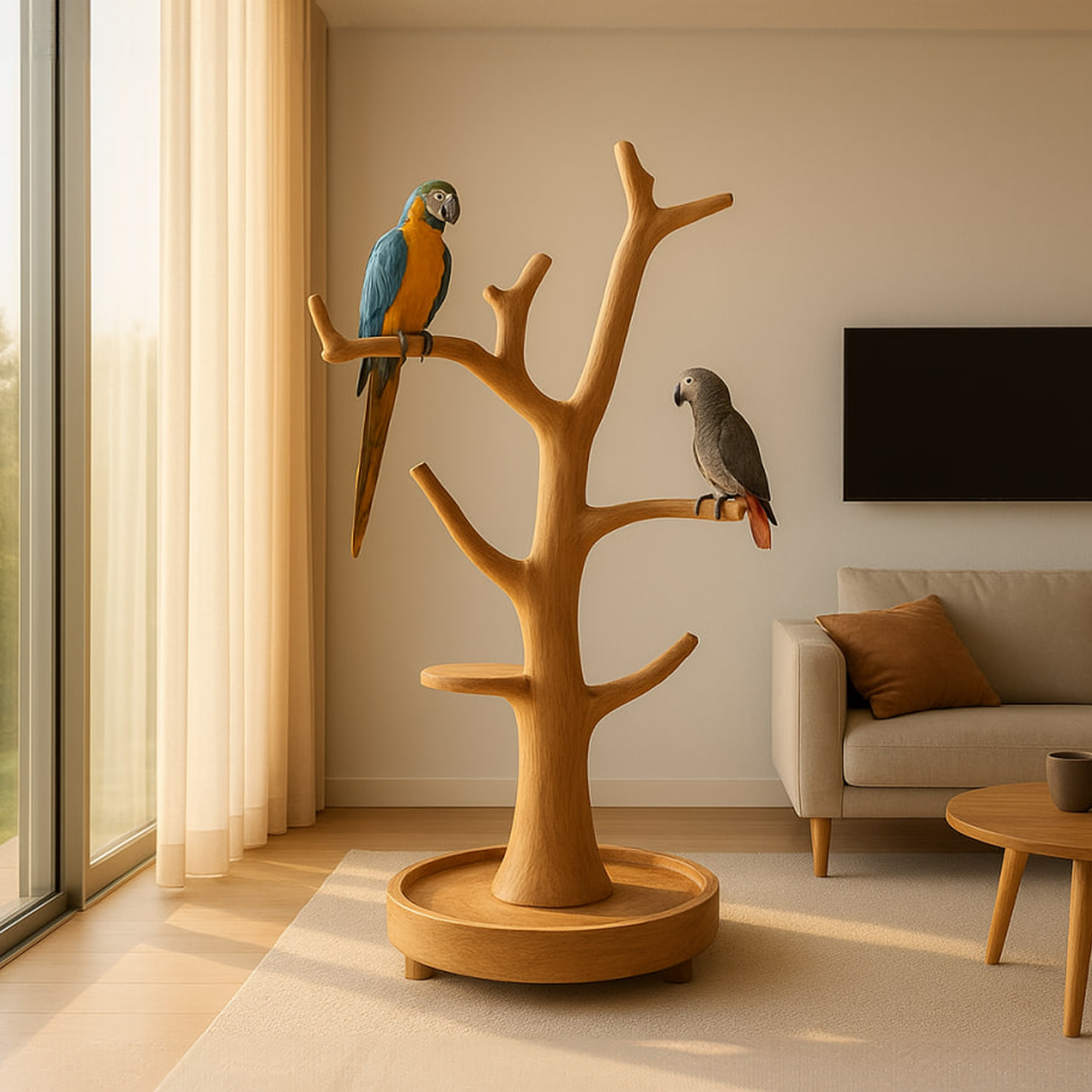 Rustic Bird Tree Stand Parrot Perch Modern Minimalist Design SINLKITT064
