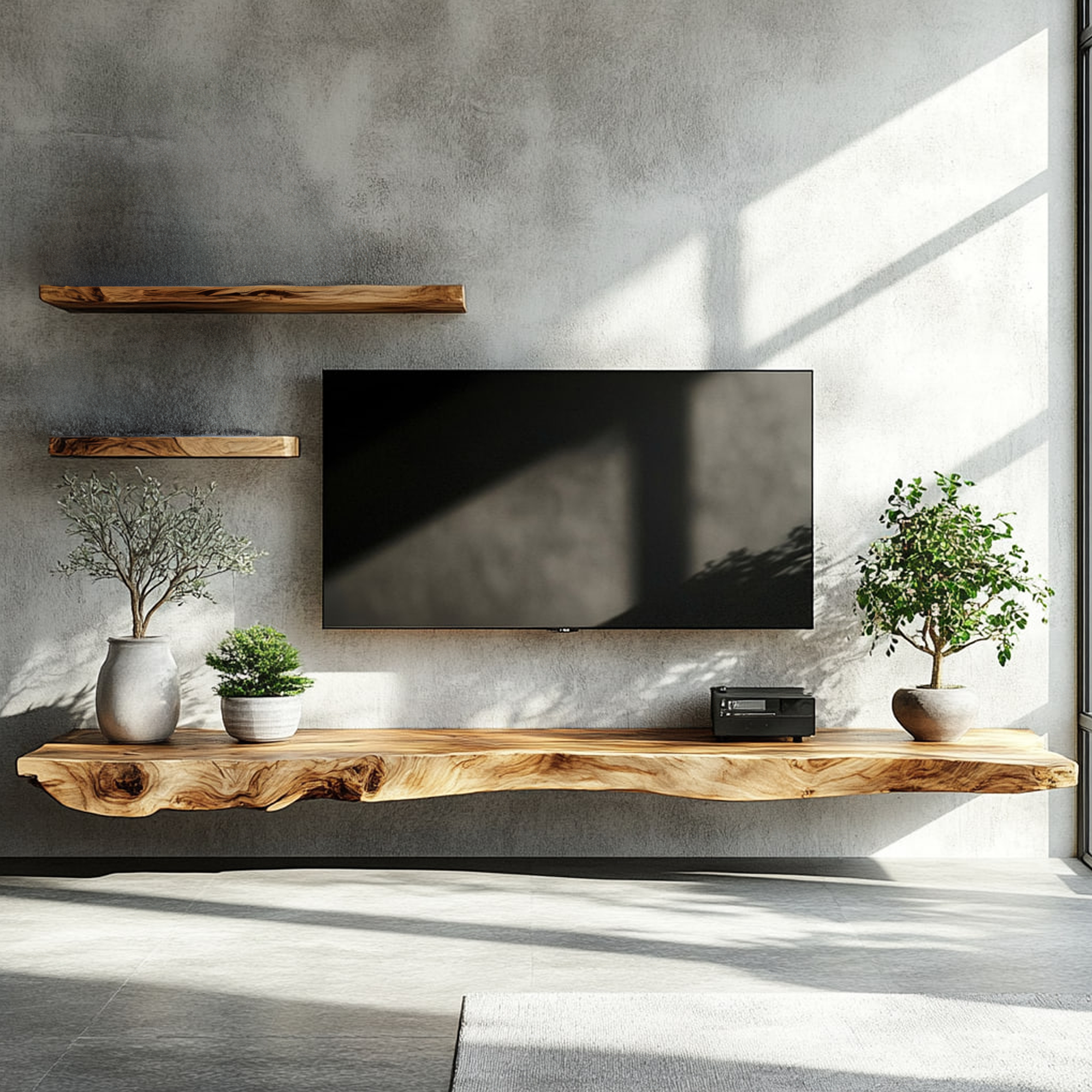 Rustic Wall Mounted TV Shelf For Living Room And Media Room SINLKIFL321