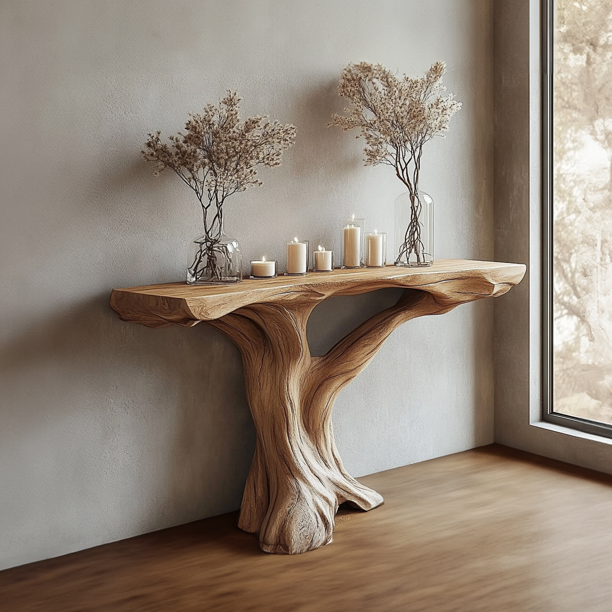 Handmade Tree Base Console Table For Entryway And Living Room SINLKICS353
