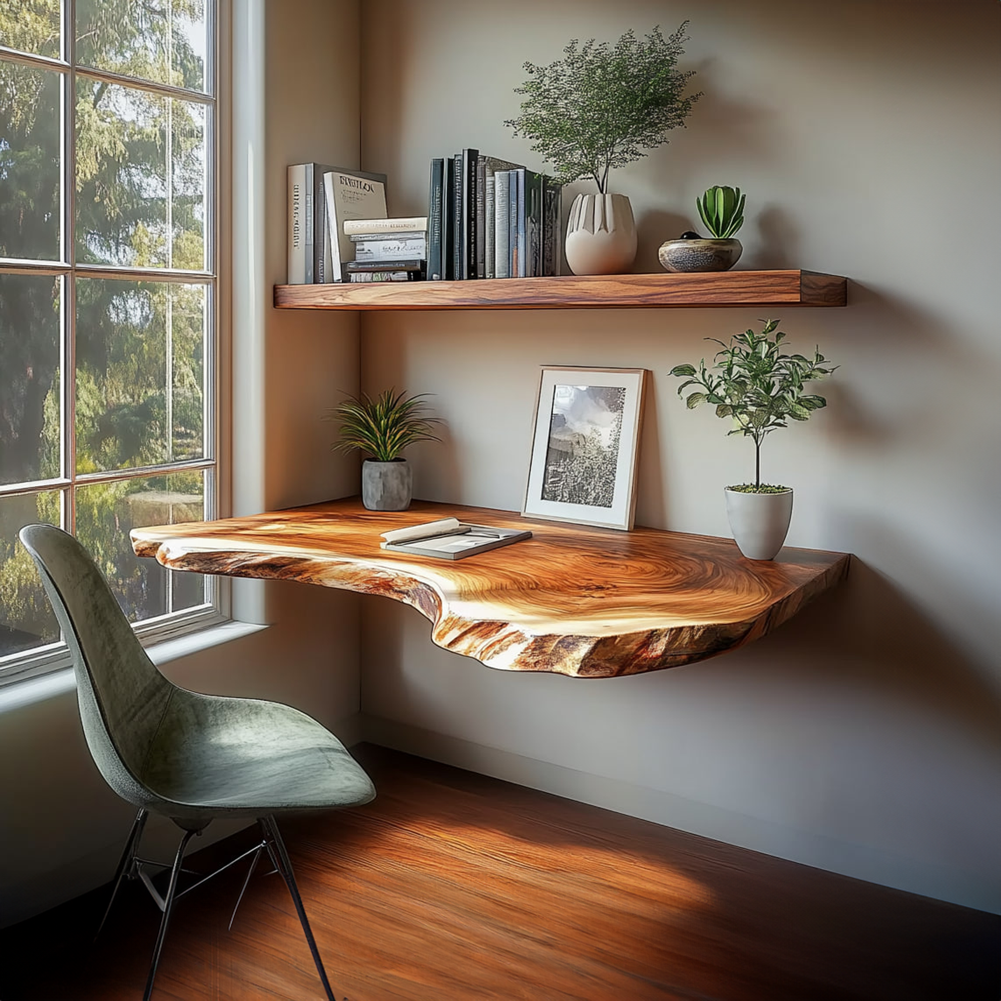 Mid Century Floating Desk Shelf Modern Bedroom Office SINLKIFL213