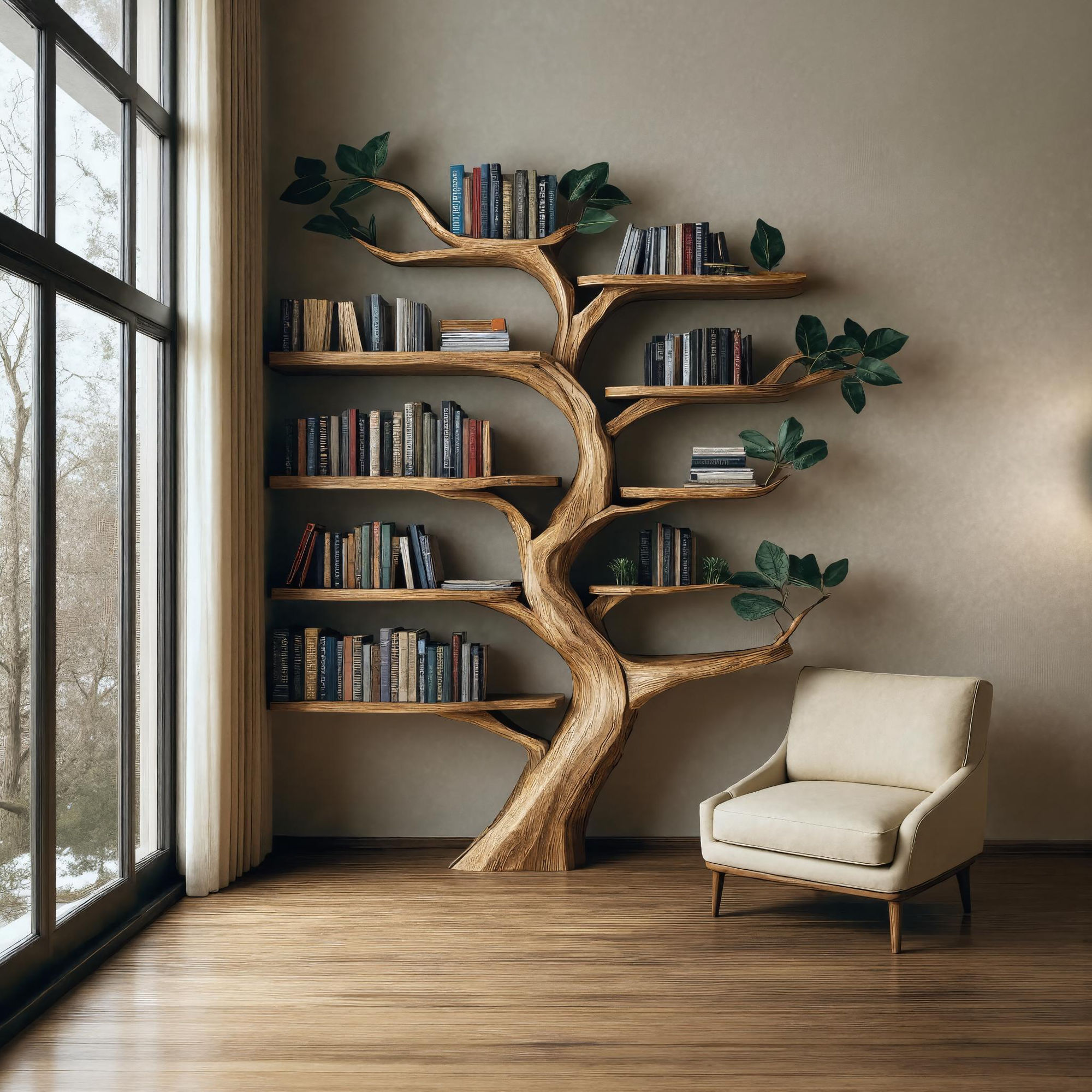 Rustic Branch Bookshelf Living Room Or Dining Room SINLKITB326