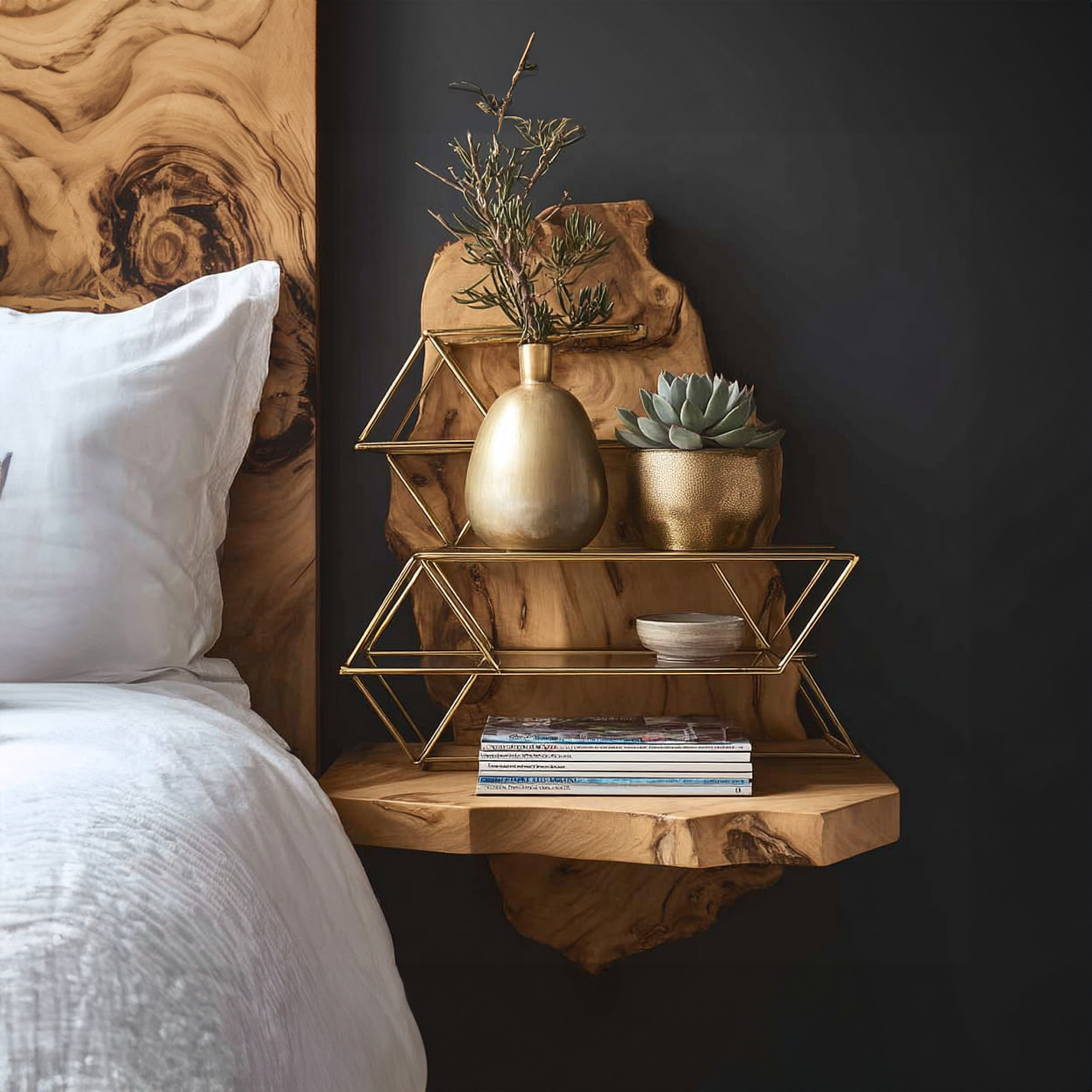Rustic Floating Bedside Table Bedroom SINLKIBT060