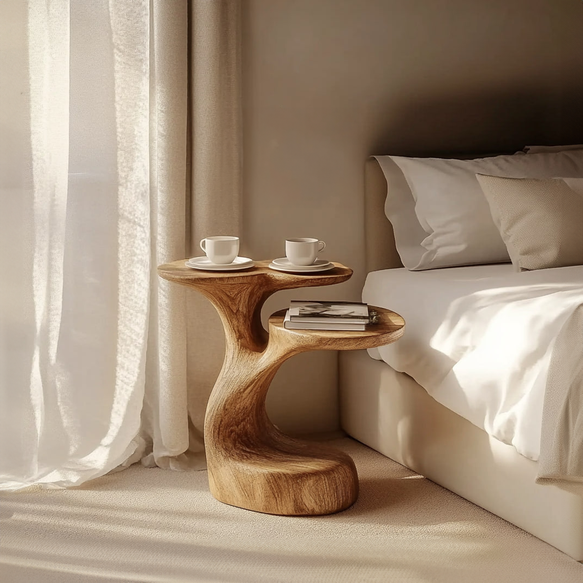 Rustic Decorative End Table Bedroom Accent SINLKIBT166