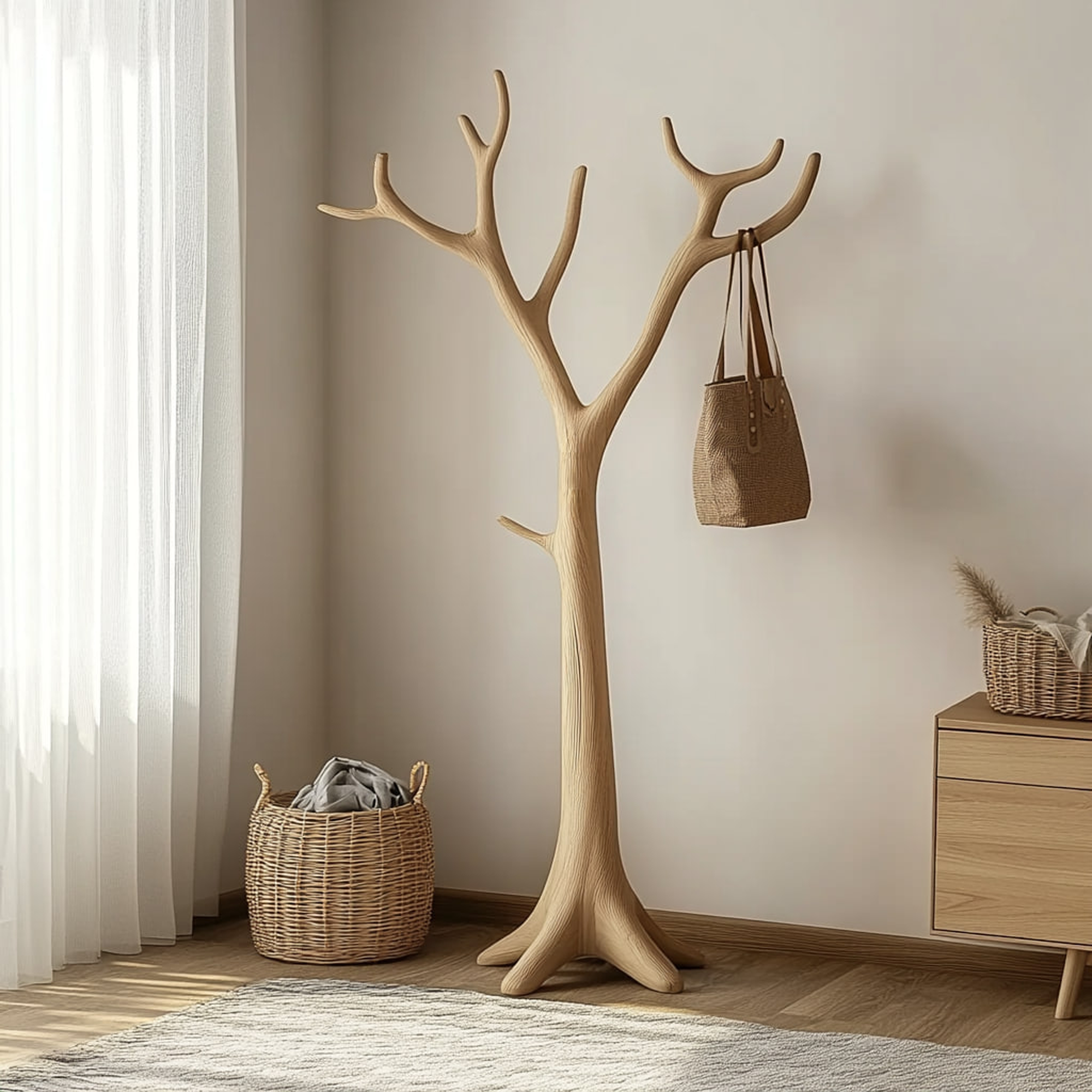 Rustic Tree Coat Stand Entryway Closet SINLKITCR031