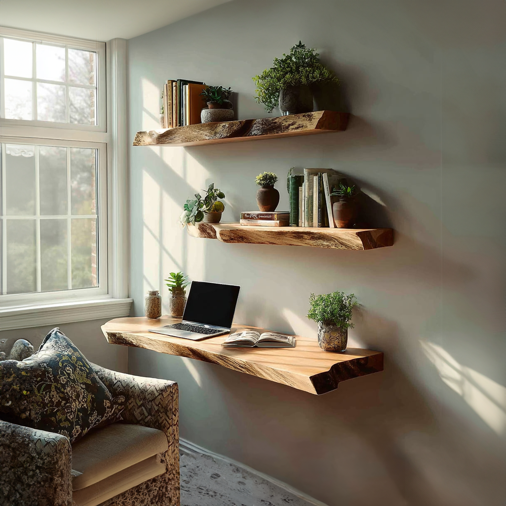 Rustic Floating Desk Study Room SINLKIFL153