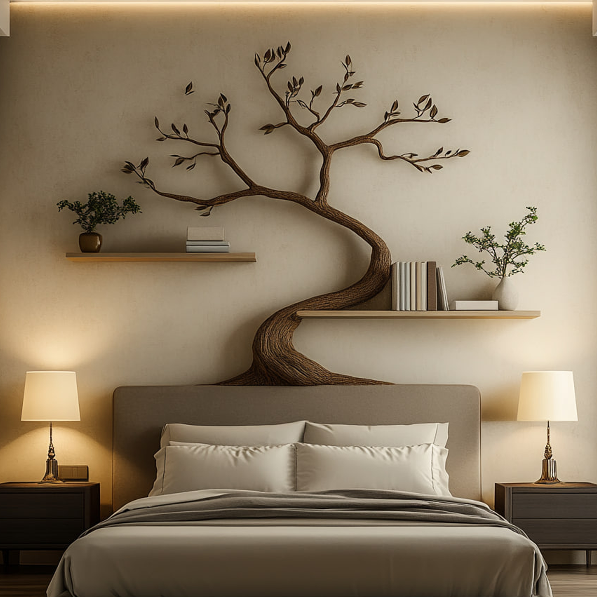 Mid Century Tree Wall Bookshelf Modern Bedroom Decor SINLKITBS095