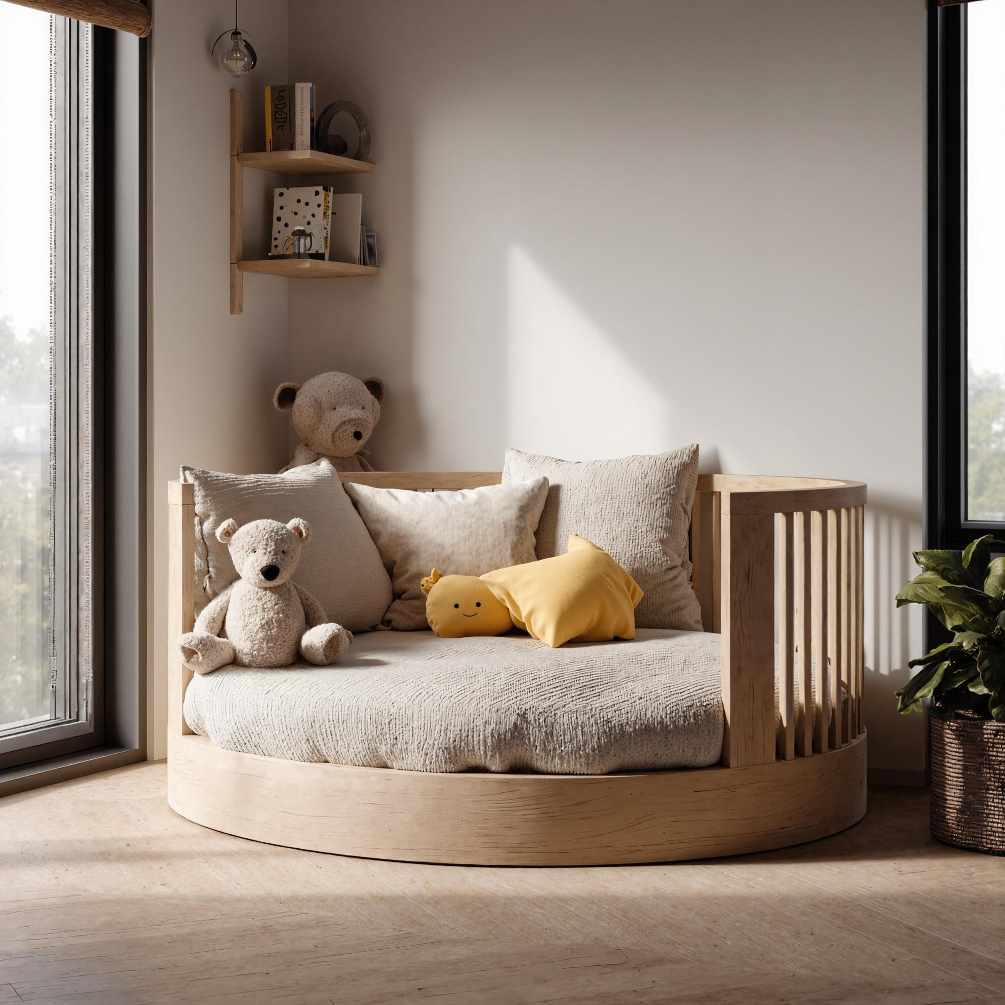 Mid Century Round Kids Bed Nursery Bedroom SINLKIWB50