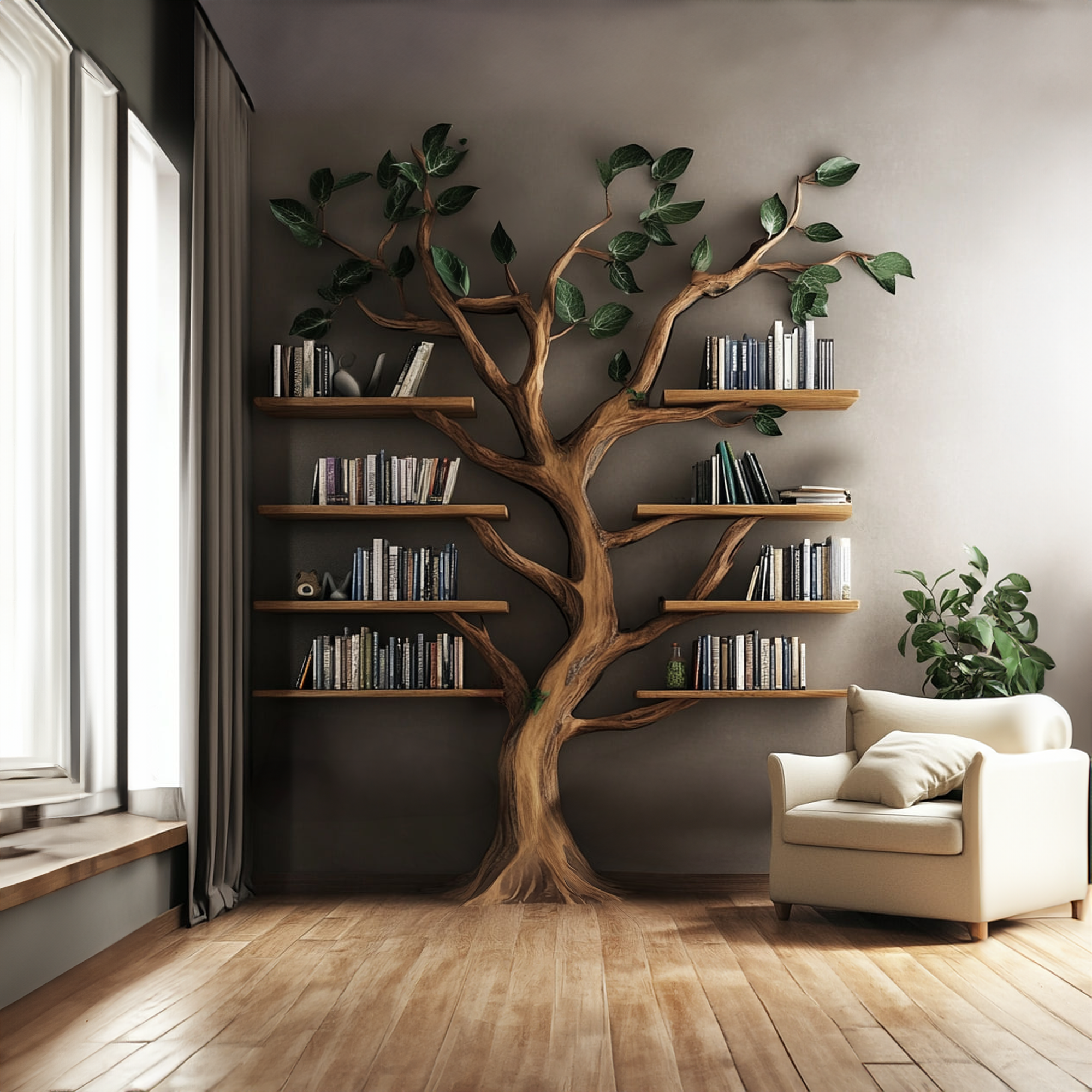 Rustic Tree Shaped Bookshelf living room SINLKITB327