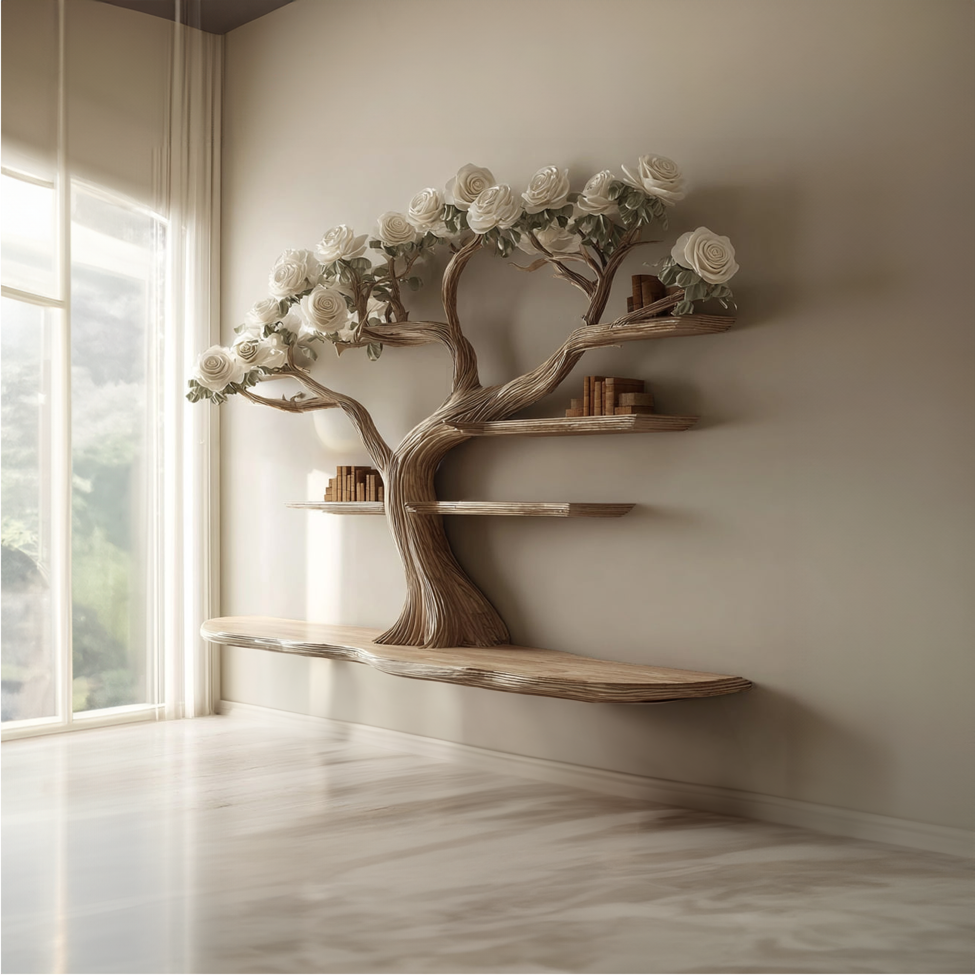 Rustic Tree Bookshelf Living Room SINLKITB240