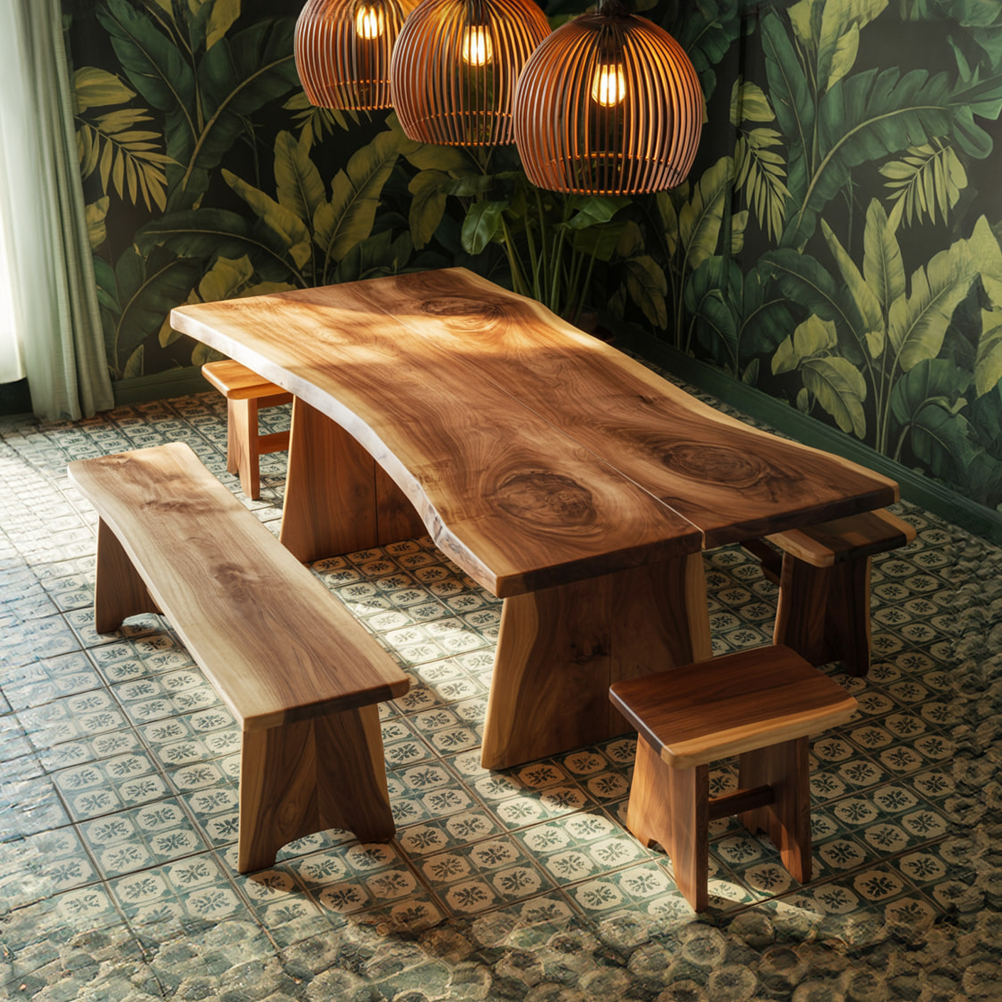 Scandinavian Live Edge Dining Table Minimal Kitchen SINLSDTS130