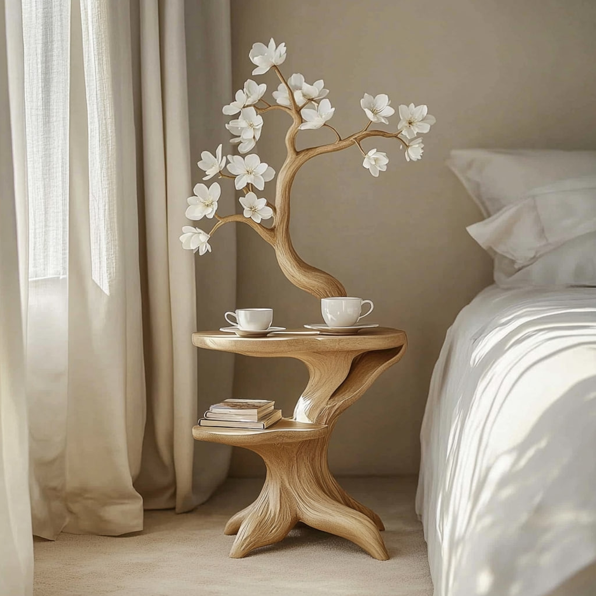 Rustic Flower Bedside Table Bedroom Or Living Room Entryway SINLKIBT153