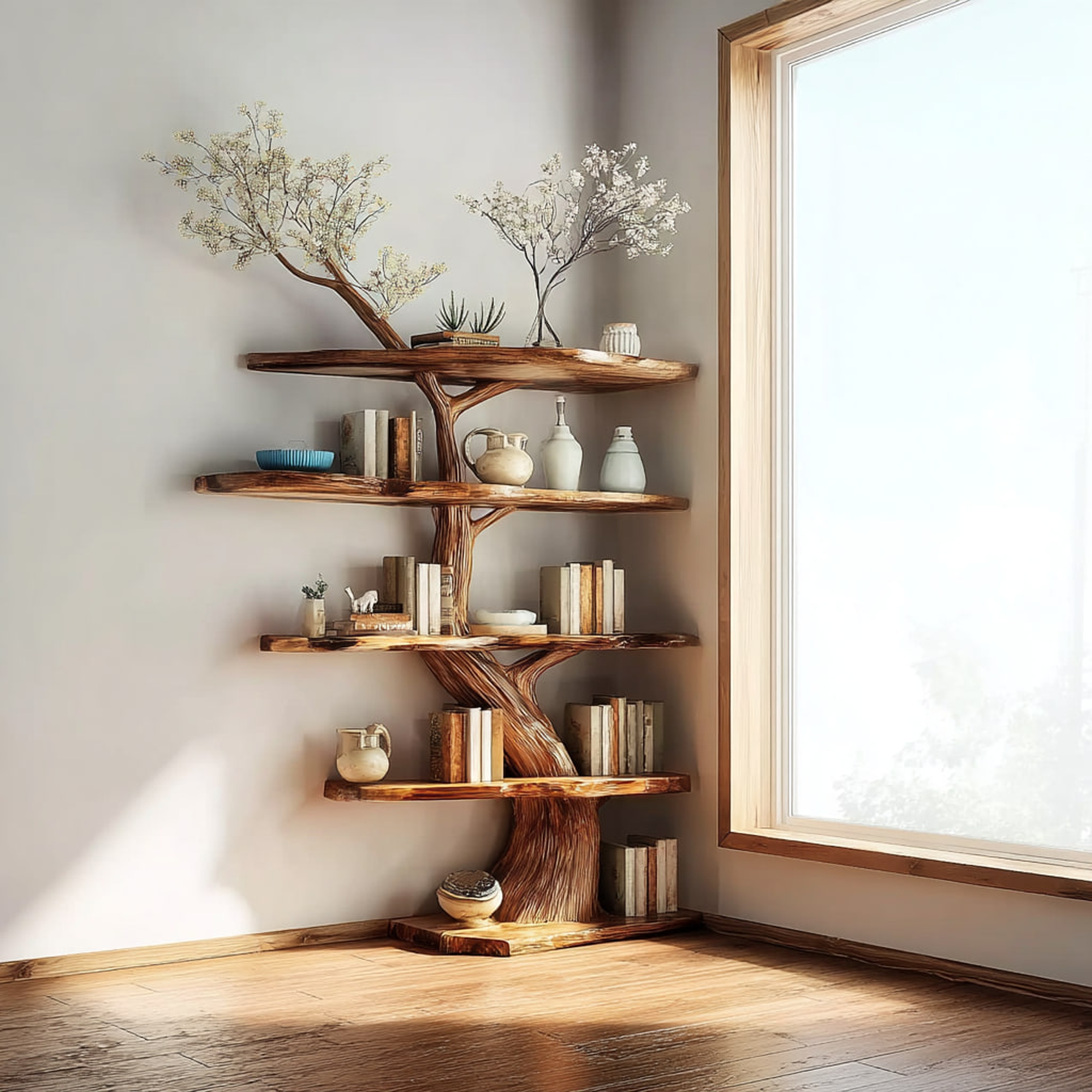 Rustic Corner Display Shelf Living Room Bedroom Artistic Unit SINLKITB470