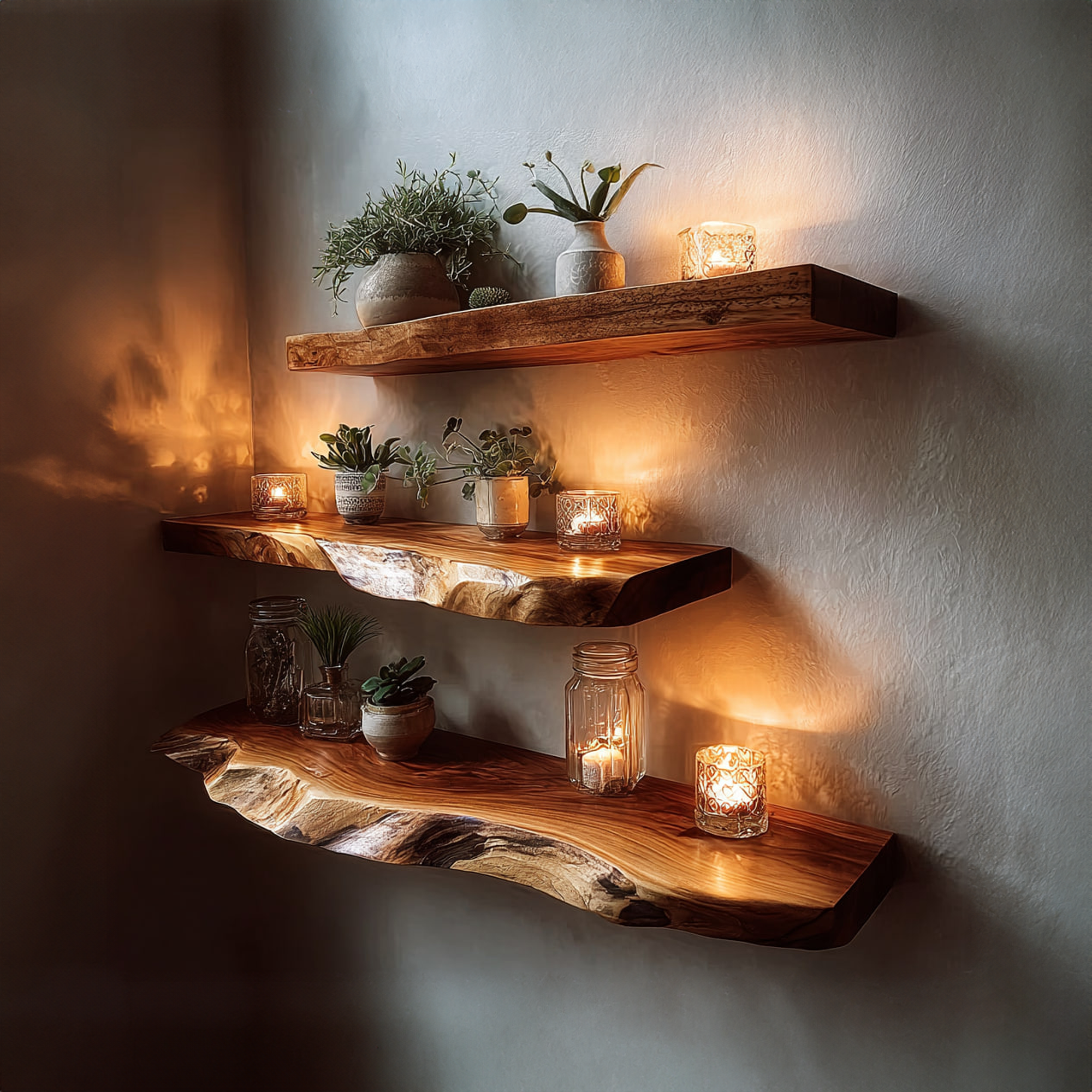 Rustic Floating Shelf Candle Display Bedroom Accent SINLKIFL166