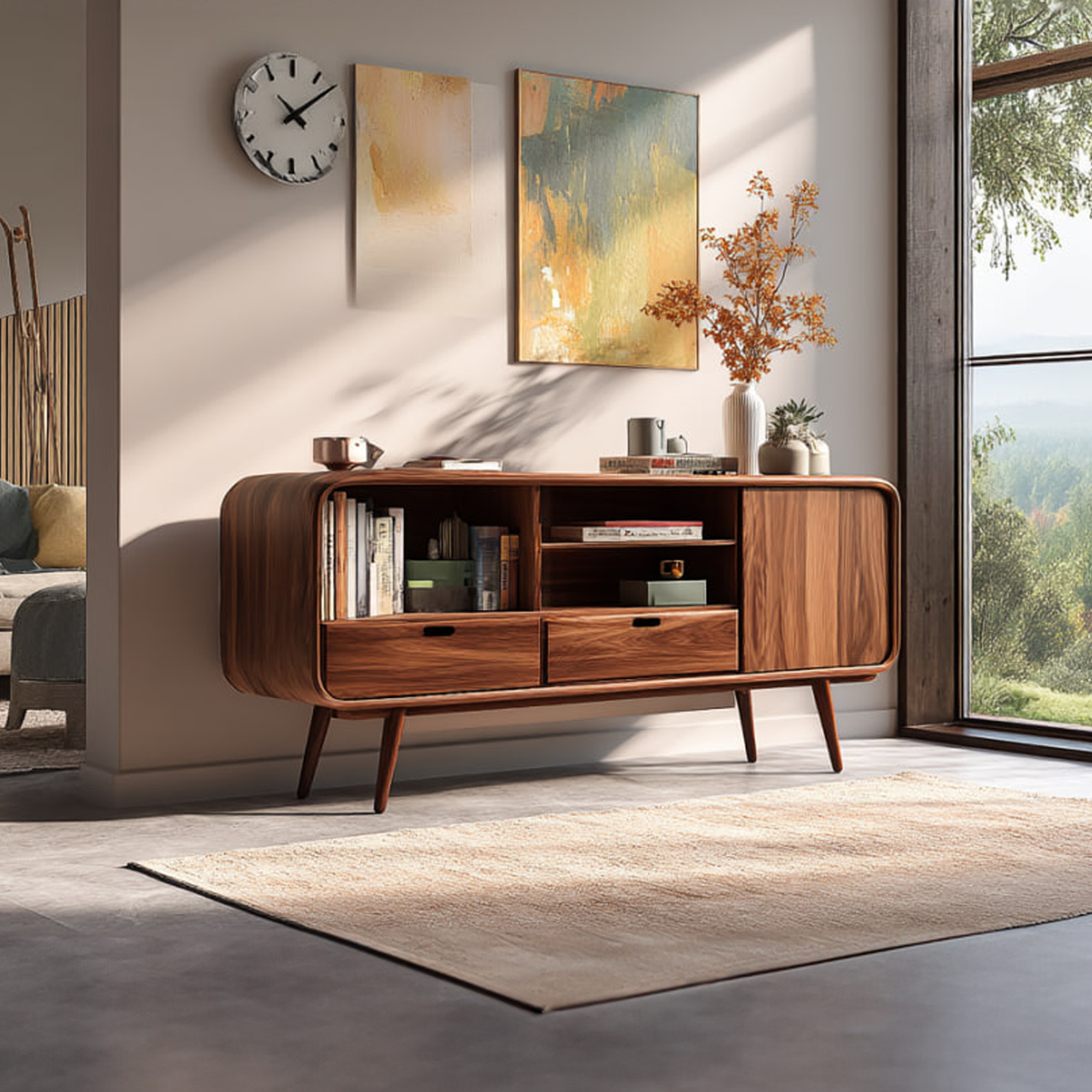 Mid Century Modern Wood Bookshelf Living Room Or Home Office SINLKISC251