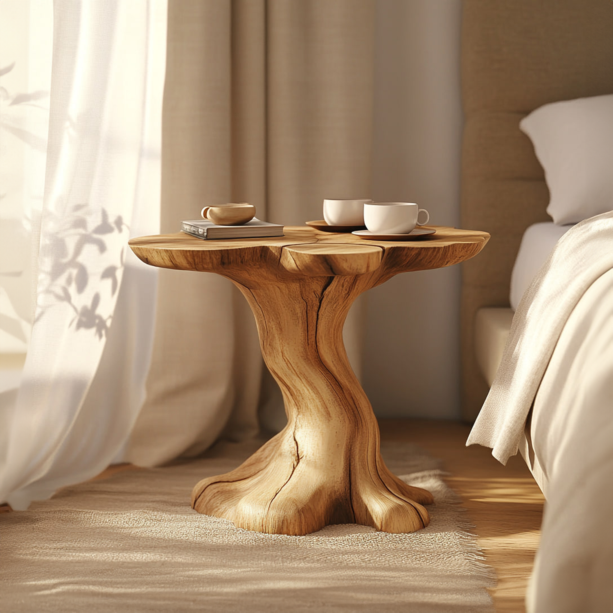 Rustic Sculptural Nightstand End Table Living Room SINLKIBT170