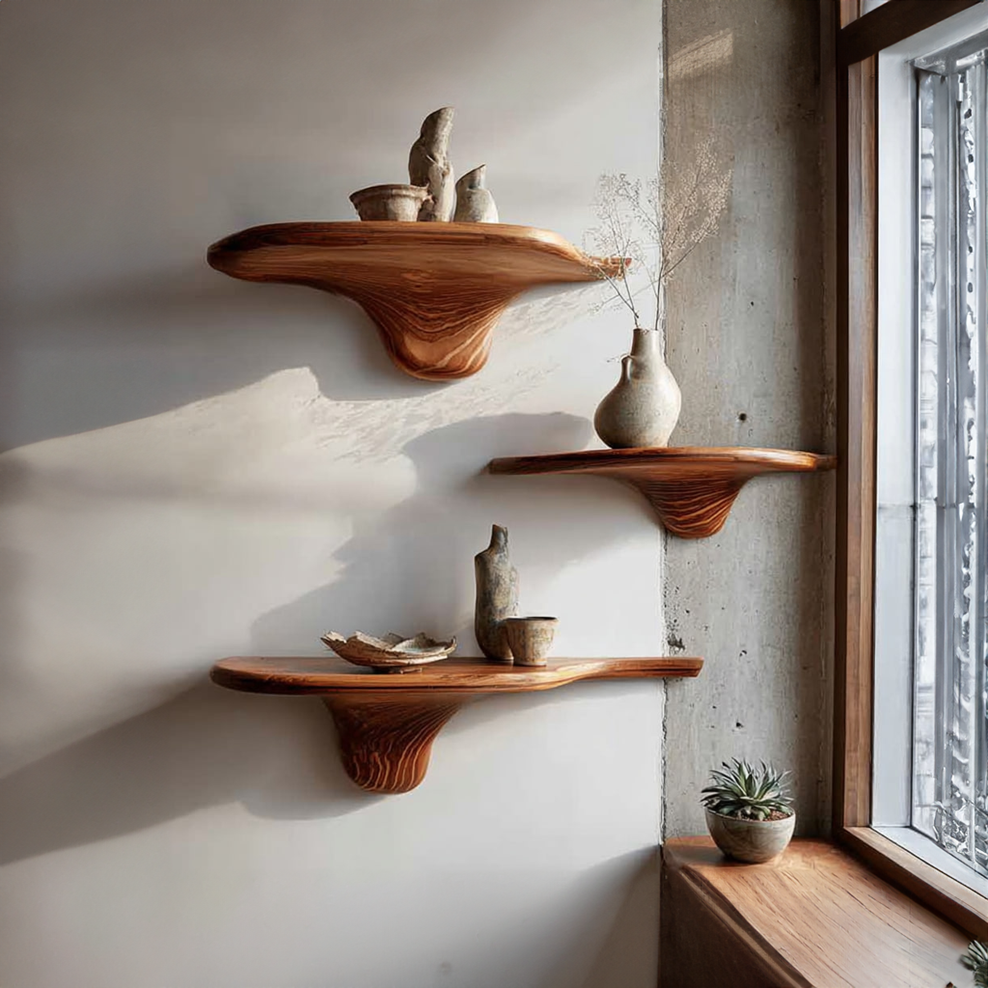Rustic Mushroom Floating Shelves Kitchen SINLKIFL143