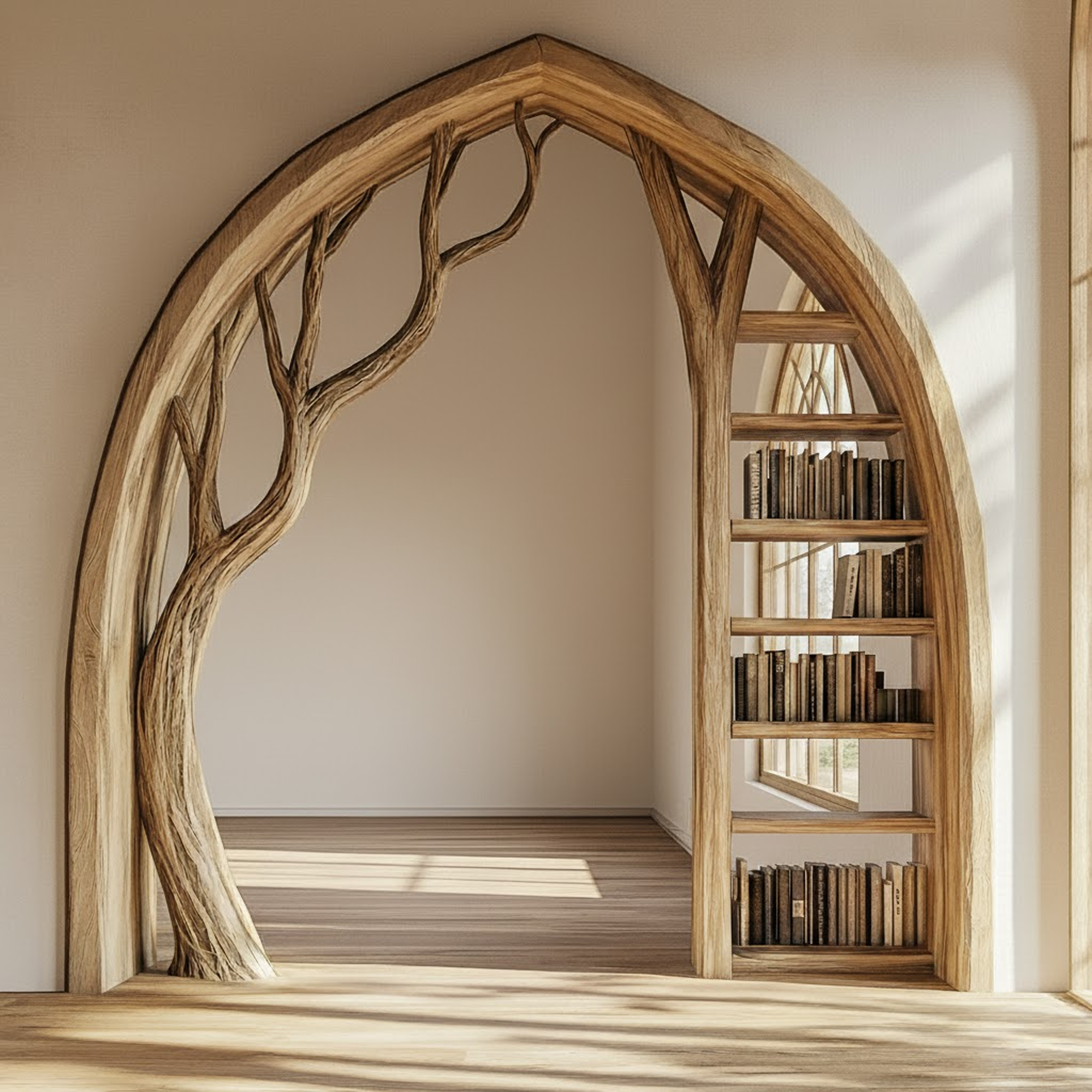 Organic Architectural Bookcase Arch For Living Space And Interior Area SINLKIDF005