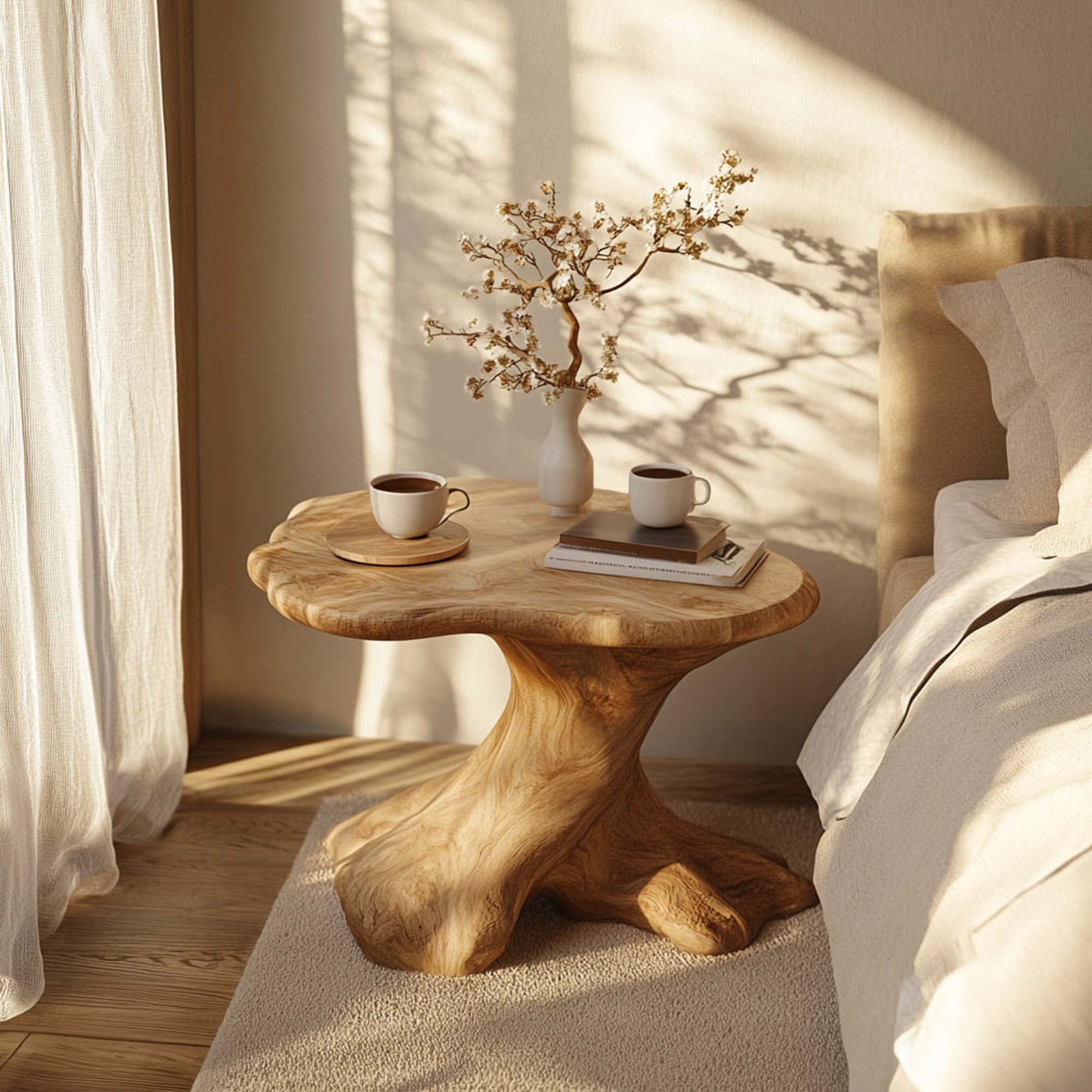 Rustic Modern Sculptural Side Table Bedroom Entryway SINLKIBT172