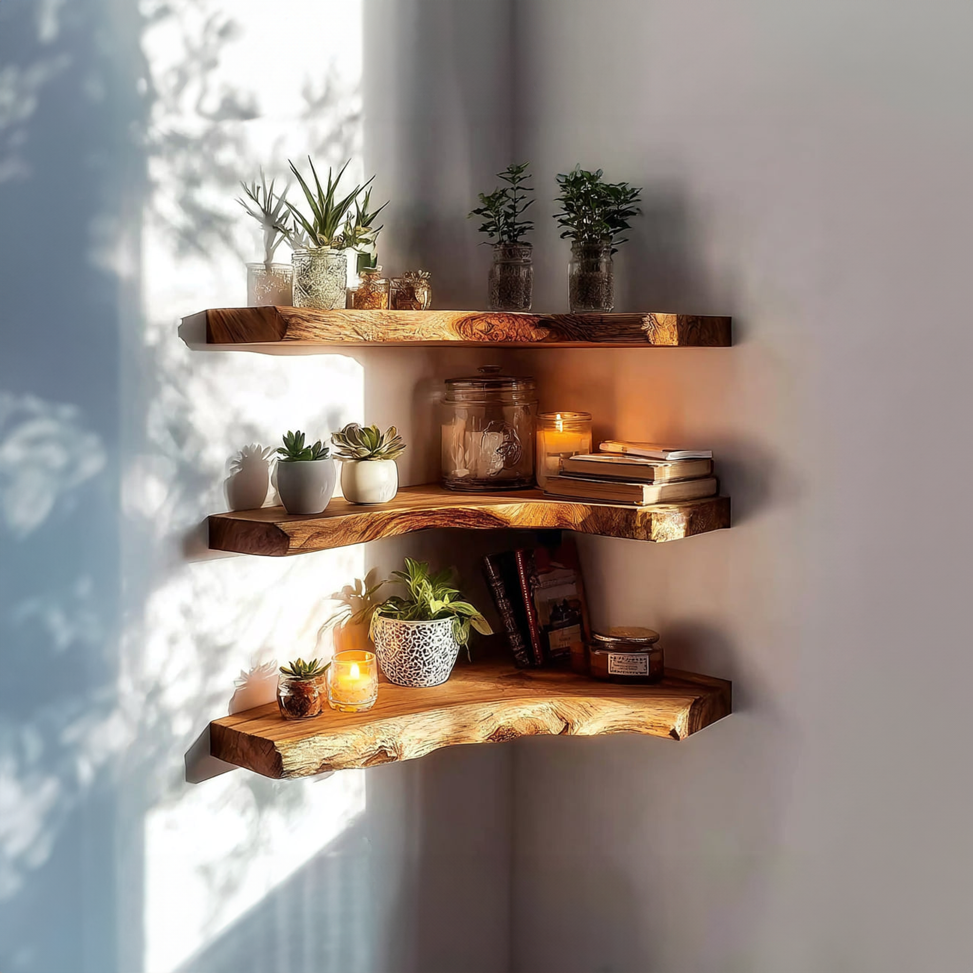 Rustic Floating Corner Wall Shelf Entryway Dining Room SINLKIFL208