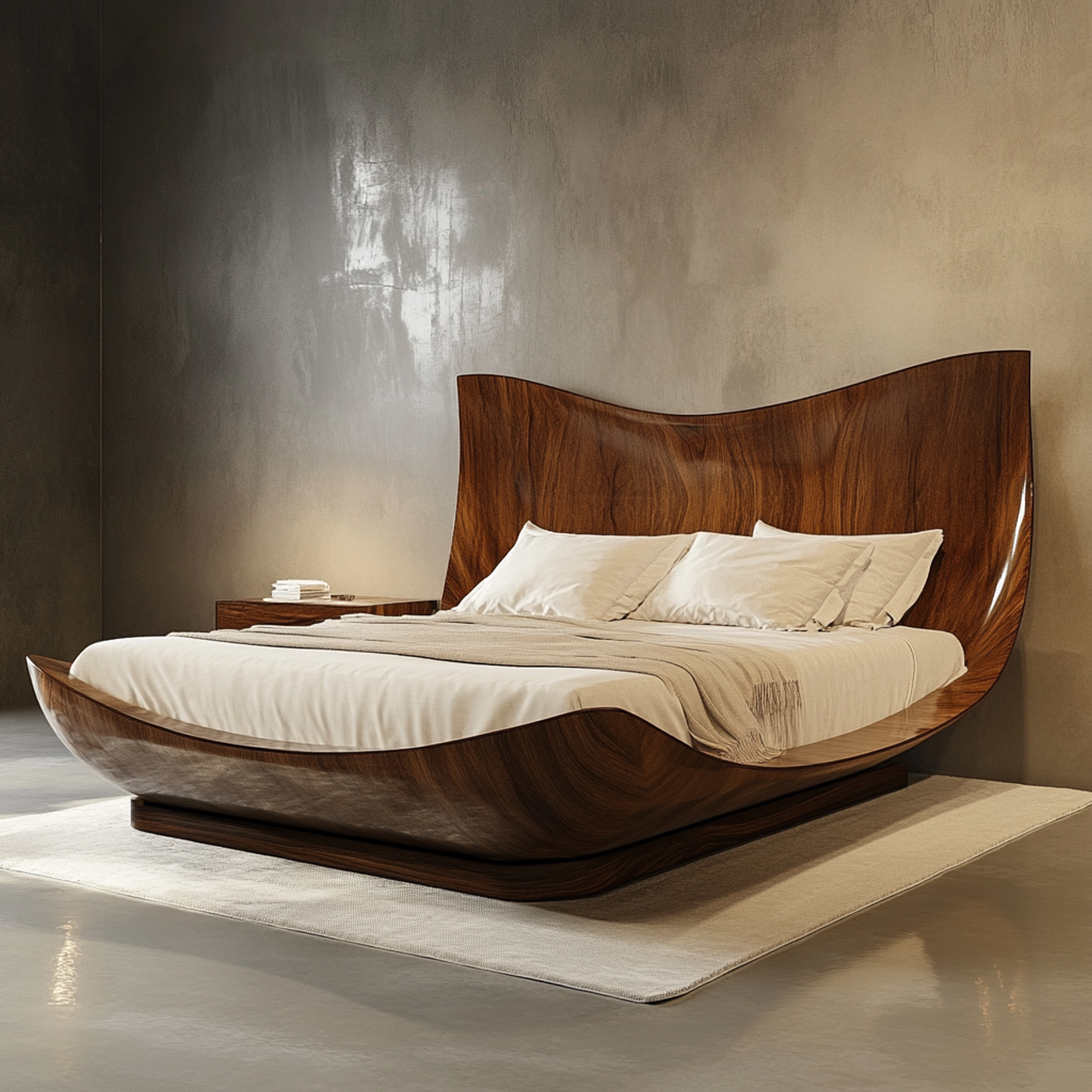 Mid Century Solid Wood Bed Bedroom SINLKIWB075