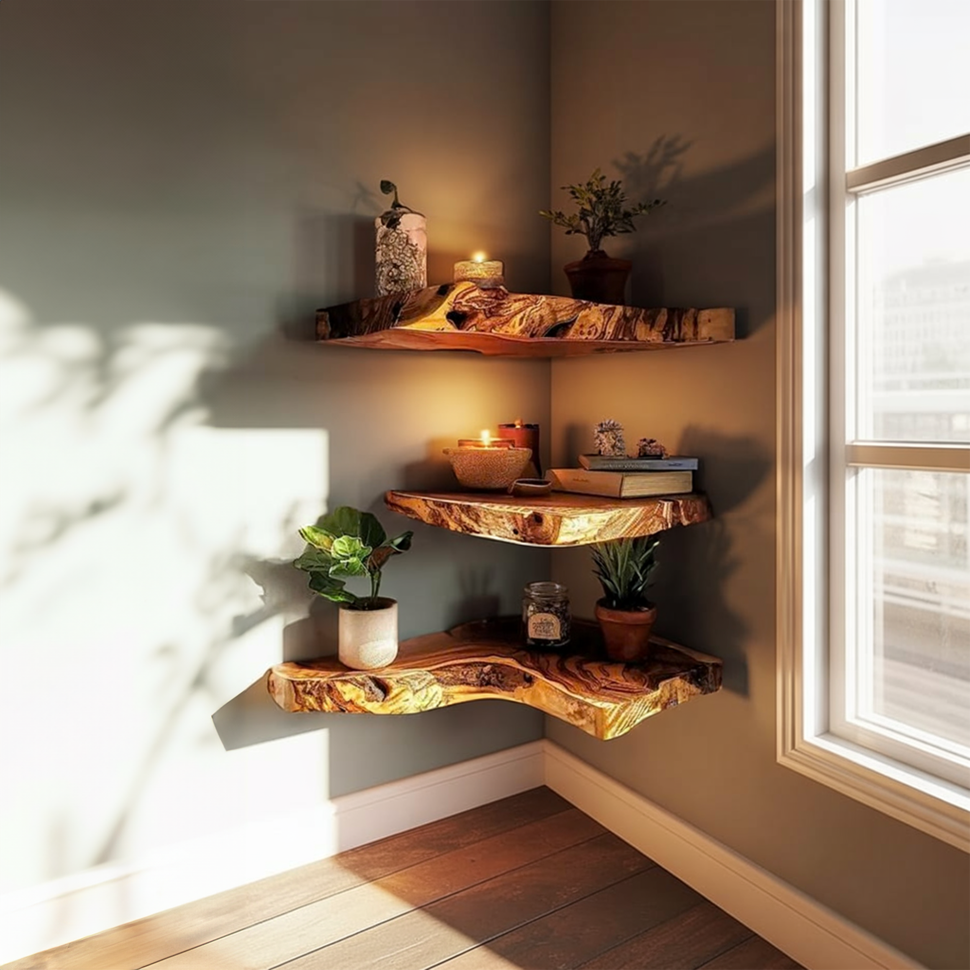 Rustic Corner Wall Shelf For Minimal Home Interior SINLKIFL337