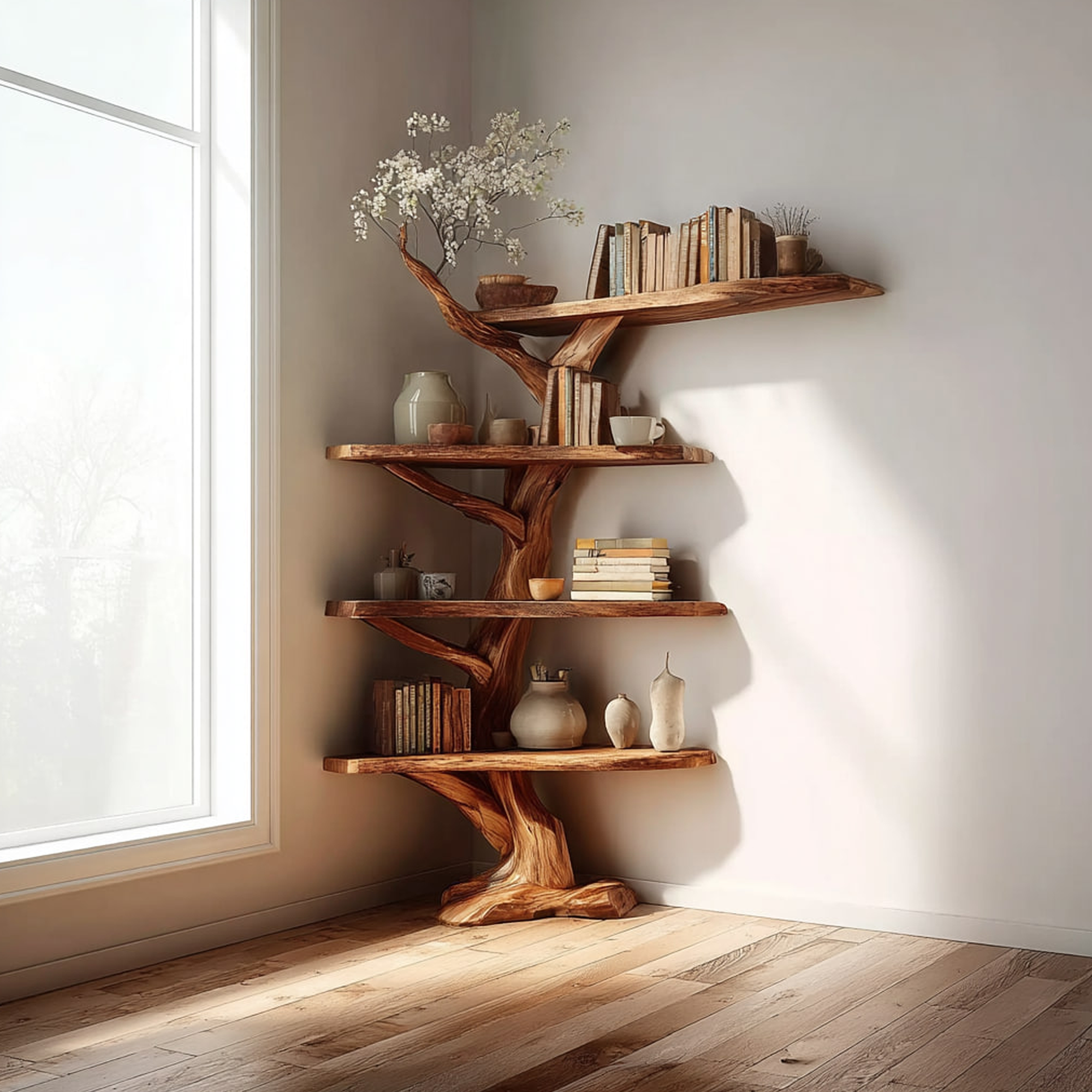 Rustic Corner Shelf Living Room Artistic Display SINLKITB471