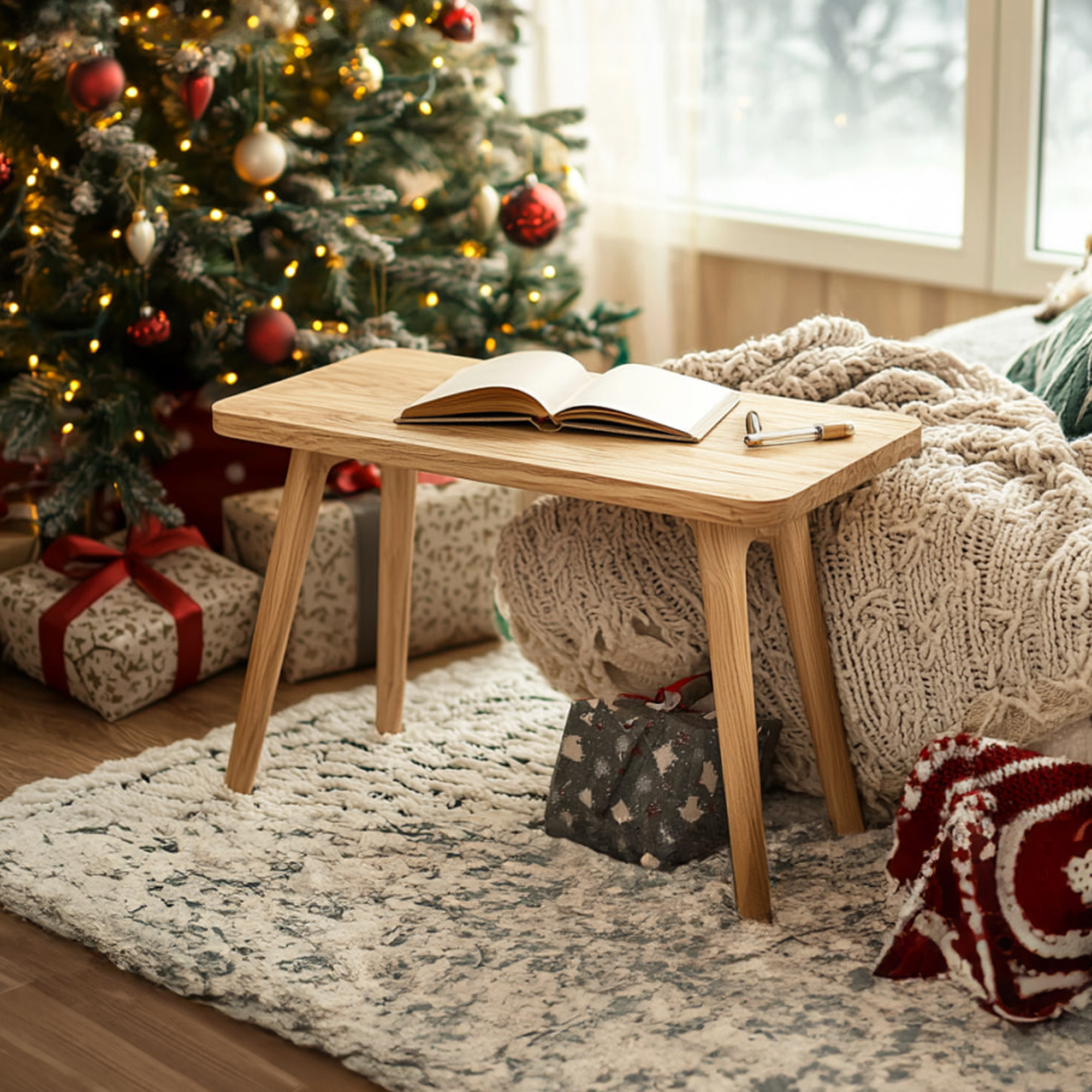 Rustic Live Edge Table Christmas Natural Bedroom Display SINLKIBT199