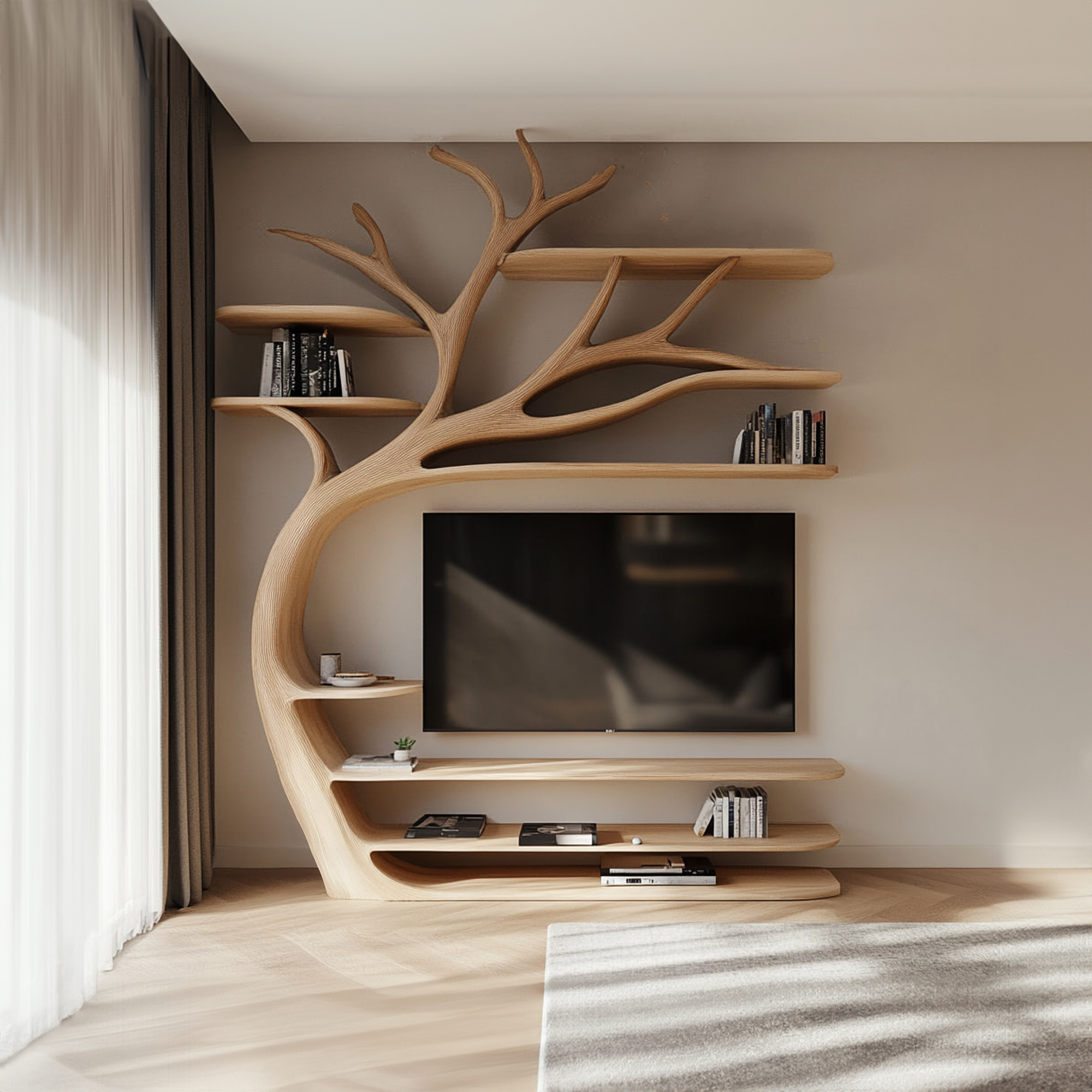 Rustic Artistic Tree TV Stand Bedroom Or Living Room Decor SINLKITB339