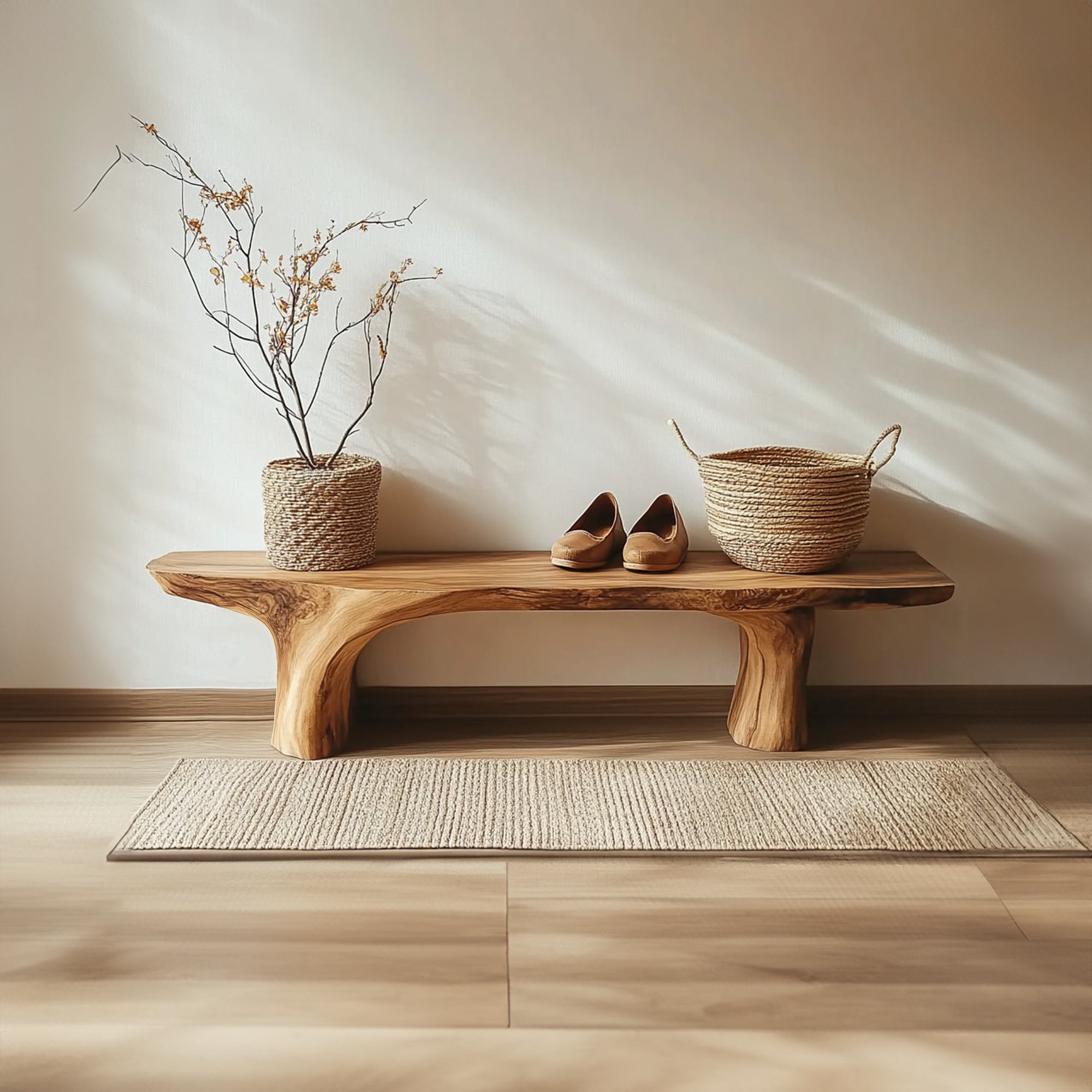 Rustic Live Edge Bench Living Room Entryway Furniture SINLKIRS038