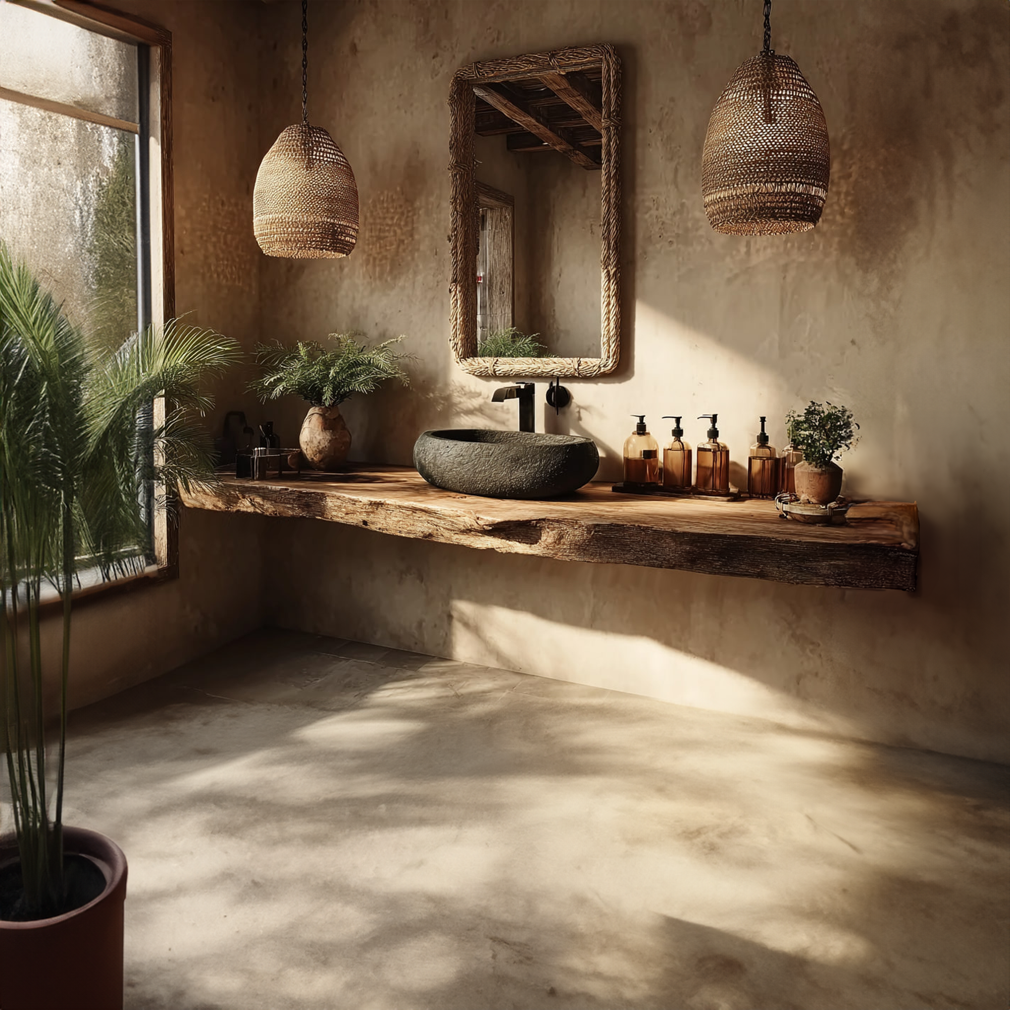 Midcentury Floating Shelf Natural Edge Bathroom SINLKIBRV157