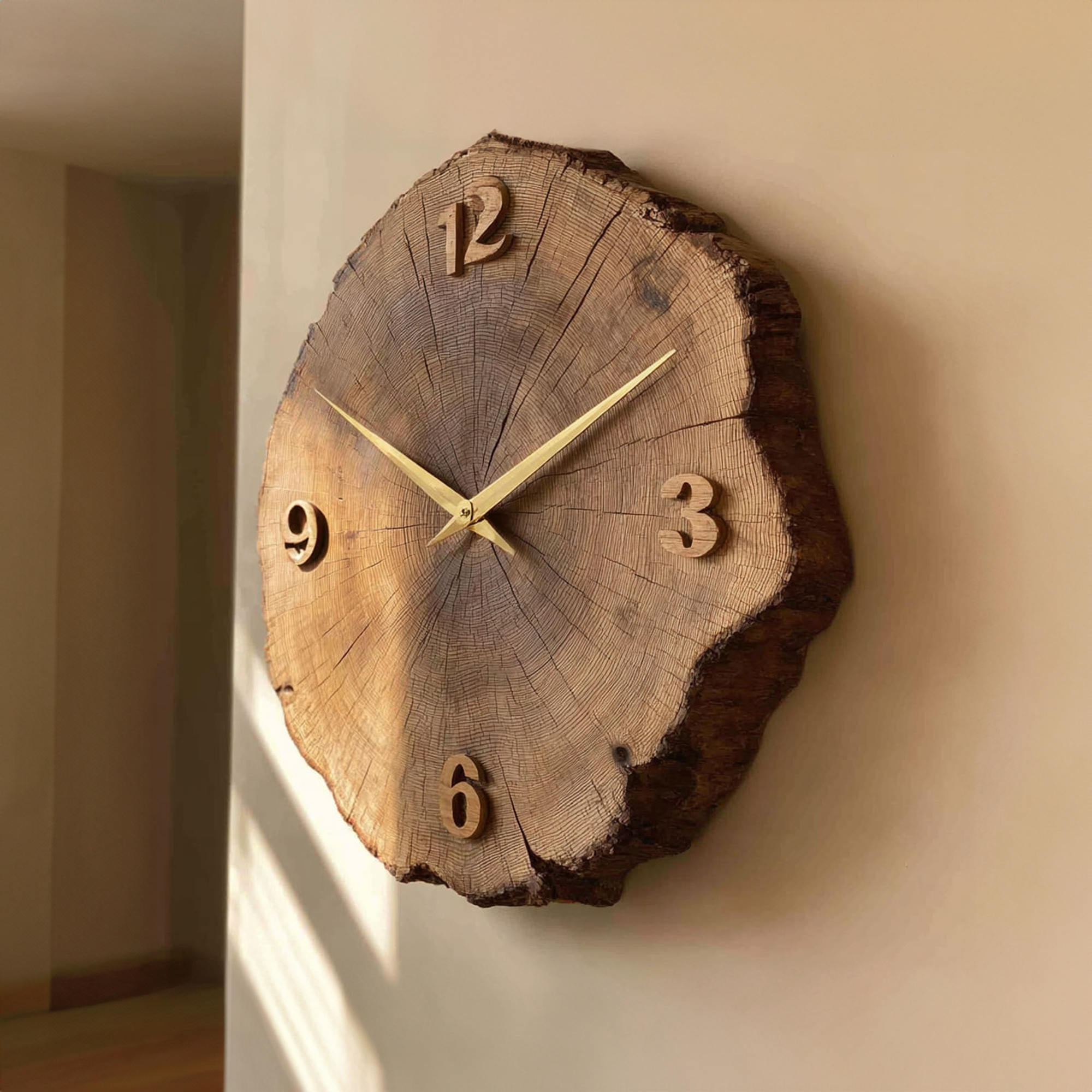 Rustic Tree Ring Wall Clock Hallway Or Living Room SINLKICK013