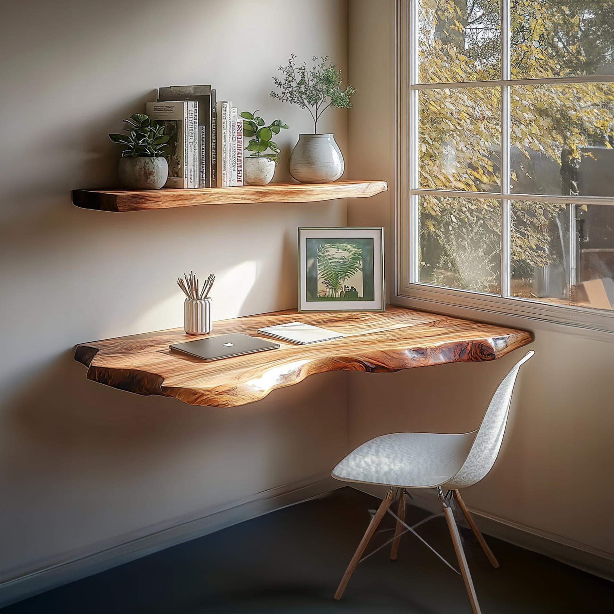 Rustic Floating Work Desk Shelf Bedroom Office SINLKIFL211